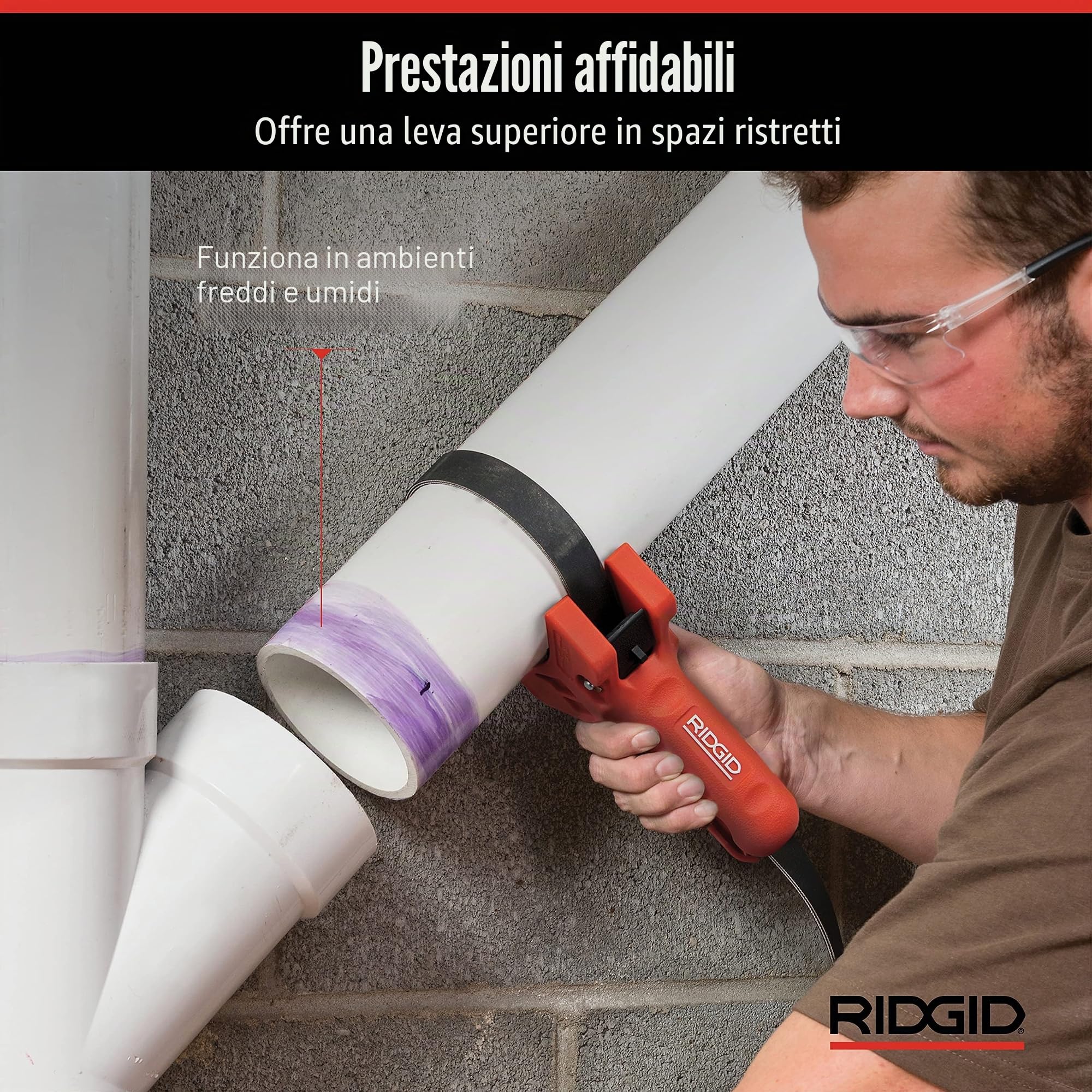 RIDGID 42478 Maniglia per tubo STRAPLOCK, giratubi a nastro da 7,5 cm a 20 cm