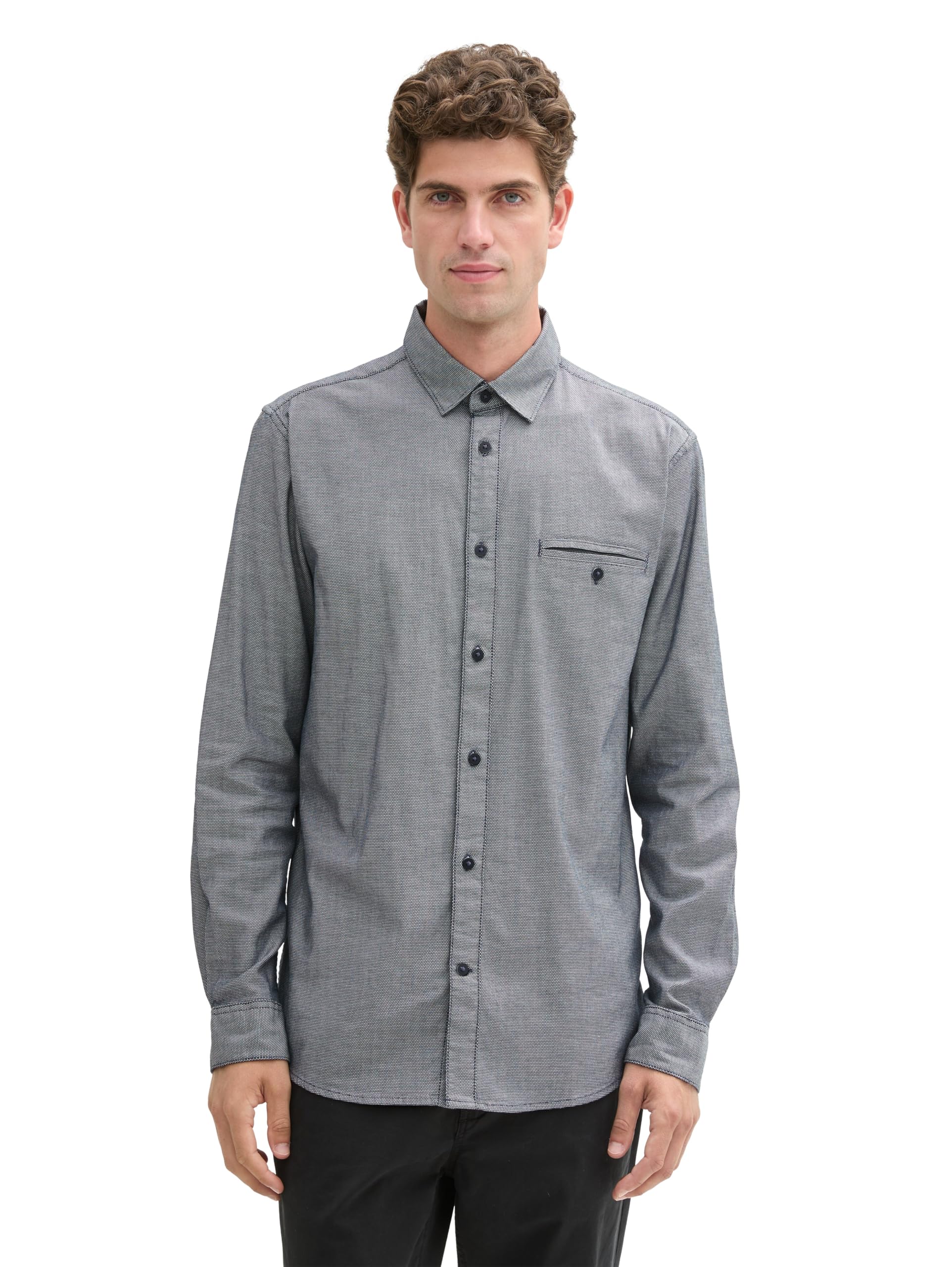 Tom Tailor Herren 1043804 Fitted Hemd mit Stretch (1er Pack)