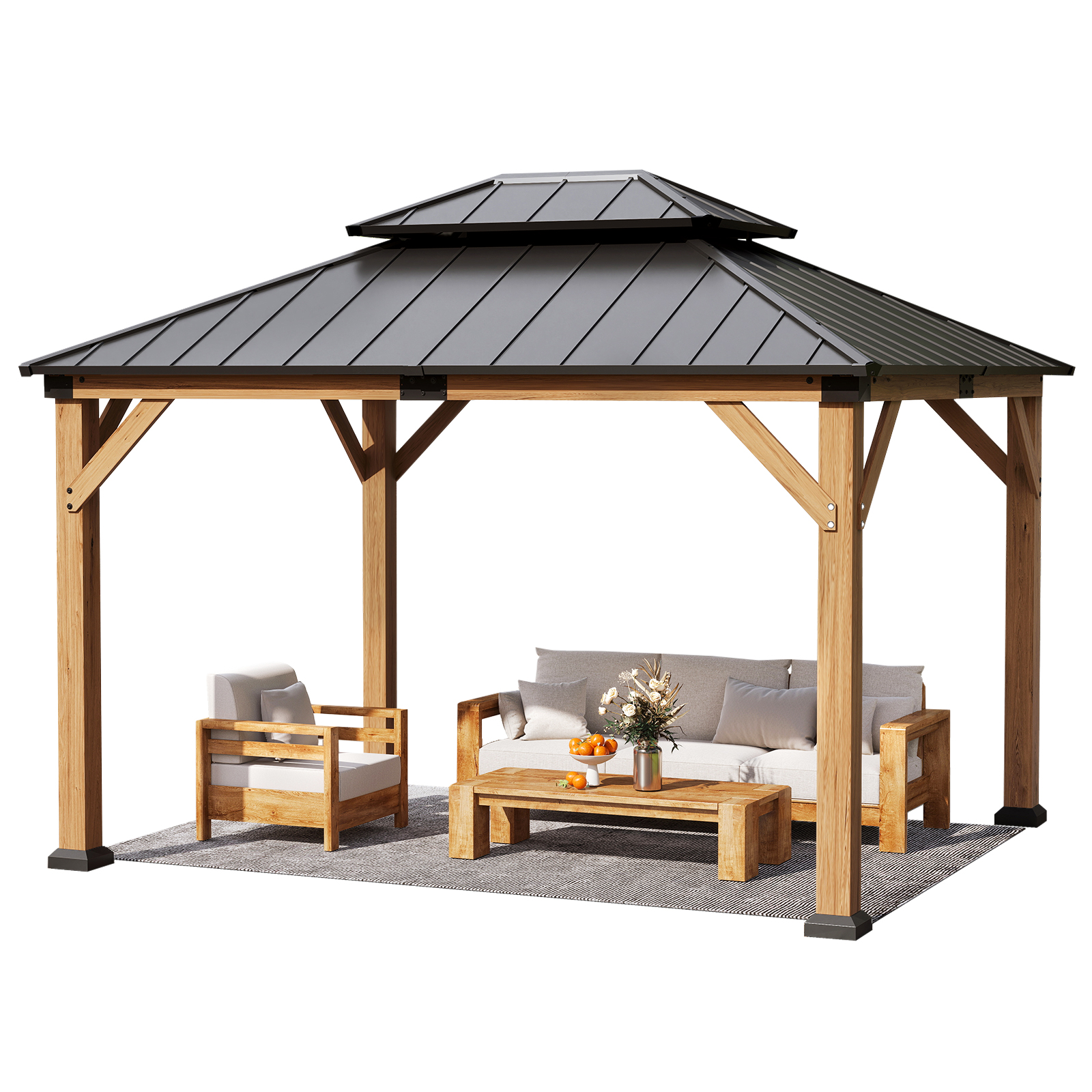Amazon.com : Jocoevol 10' X 12' Wood Gazebo Cedar Wooden Hardtop