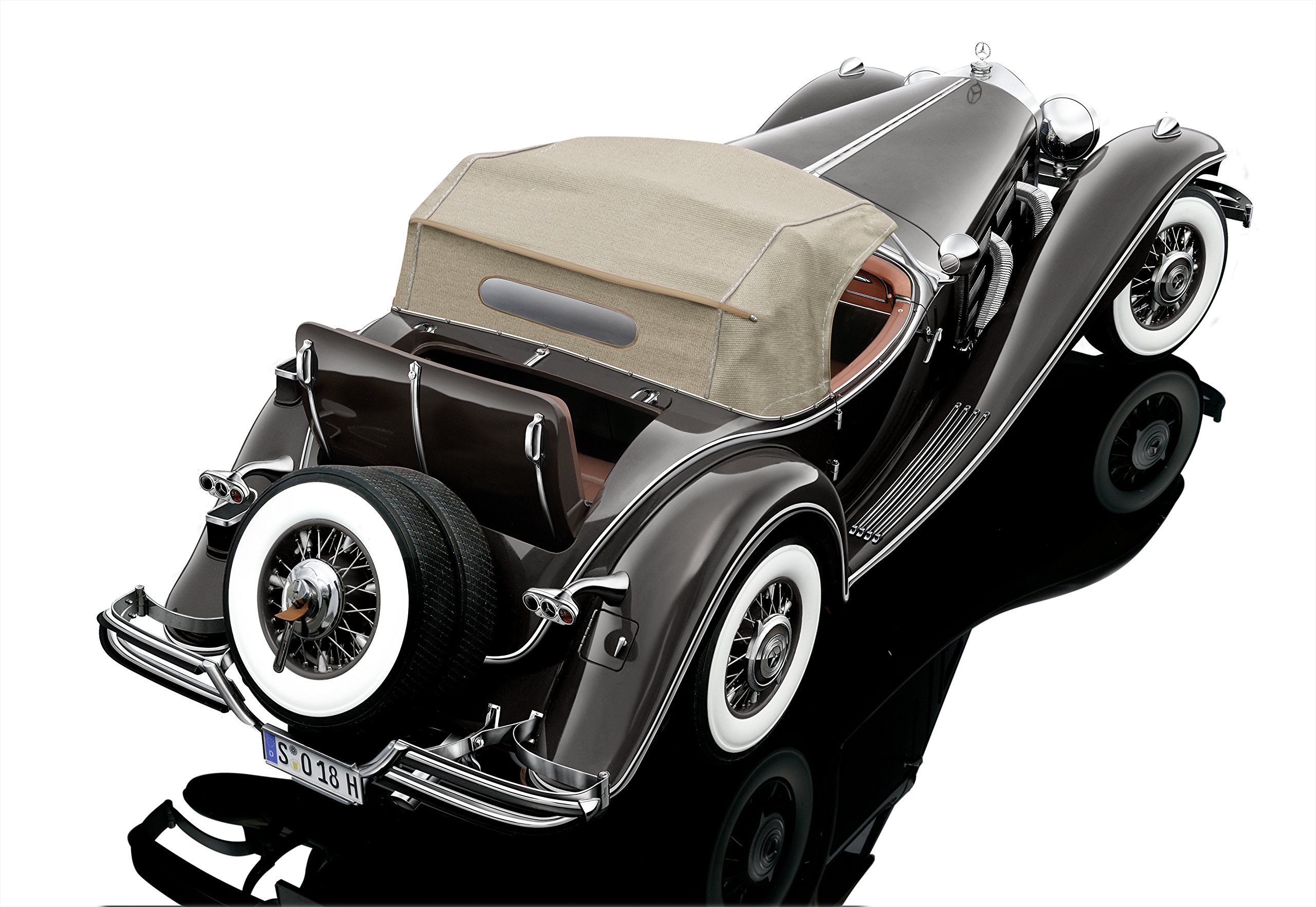 Bauer Exclusive Mercedes-Benz 500 K Spezial Roadster 1934: Originalgetreues, limitiertes Modellauto 1:12, Türen und Motorhaube beweglich, dunkelbraun (S018H)