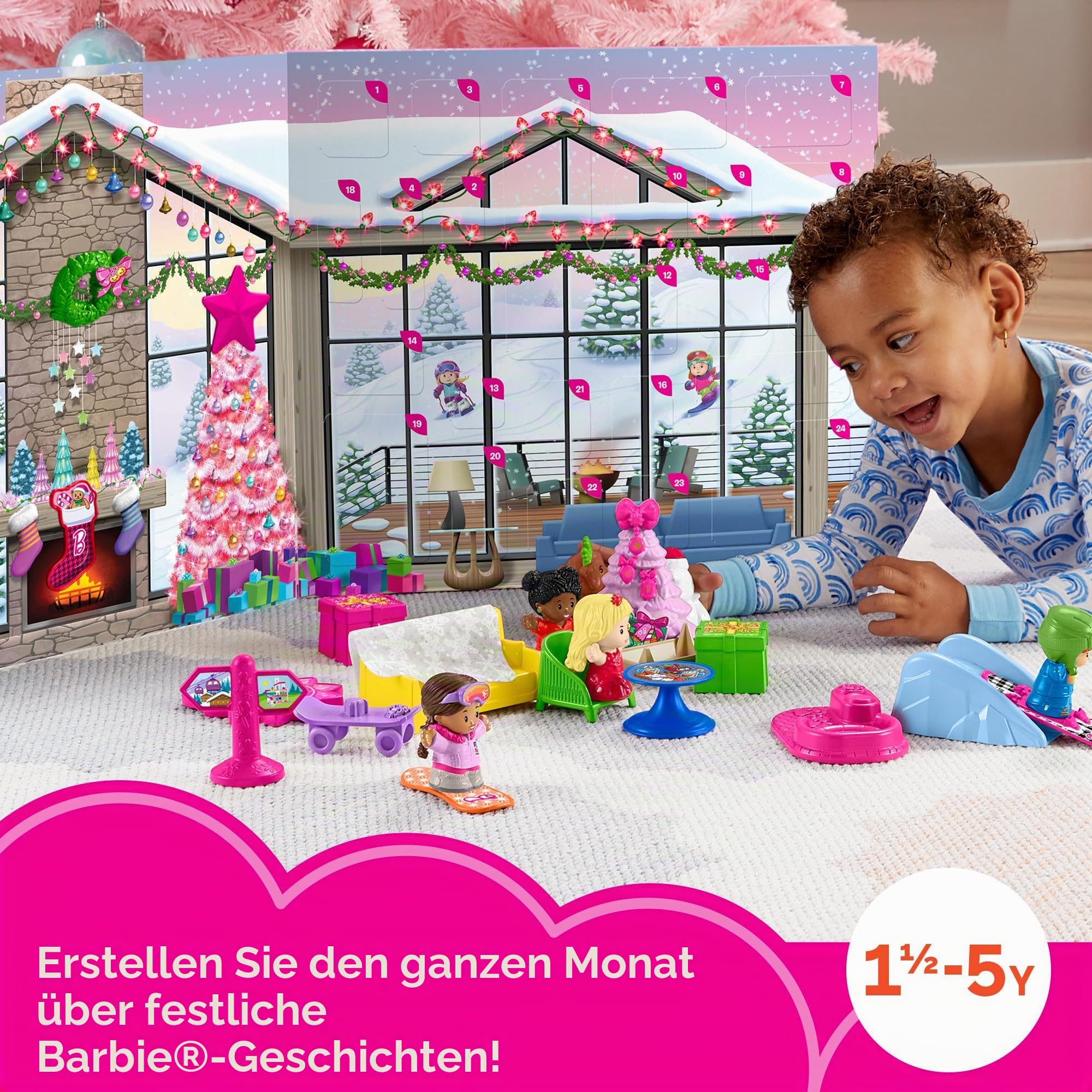 FISHER-PRICE Little People Barbie Adventskalender - 24 weihnachtliche Figuren und Spielteile, für Kleinkinder ab 18 Monaten bis 5 Jahren, HMK85