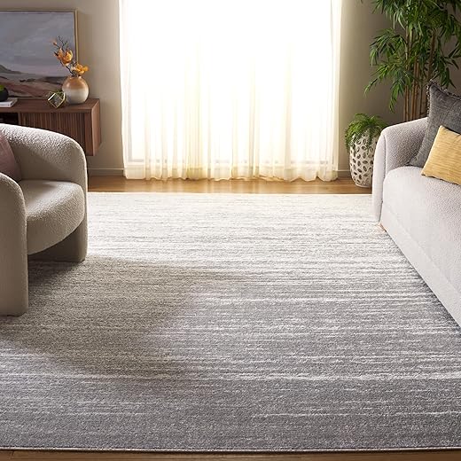 SAFAVIEH Adirondack Collection Area Rug - 8' x 10', Light Grey & Grey, Modern Ombre Design, Non-Shedding & Easy Care, Ideal for High Traffic Areas in Living Room, Bedroom (ADR113C)