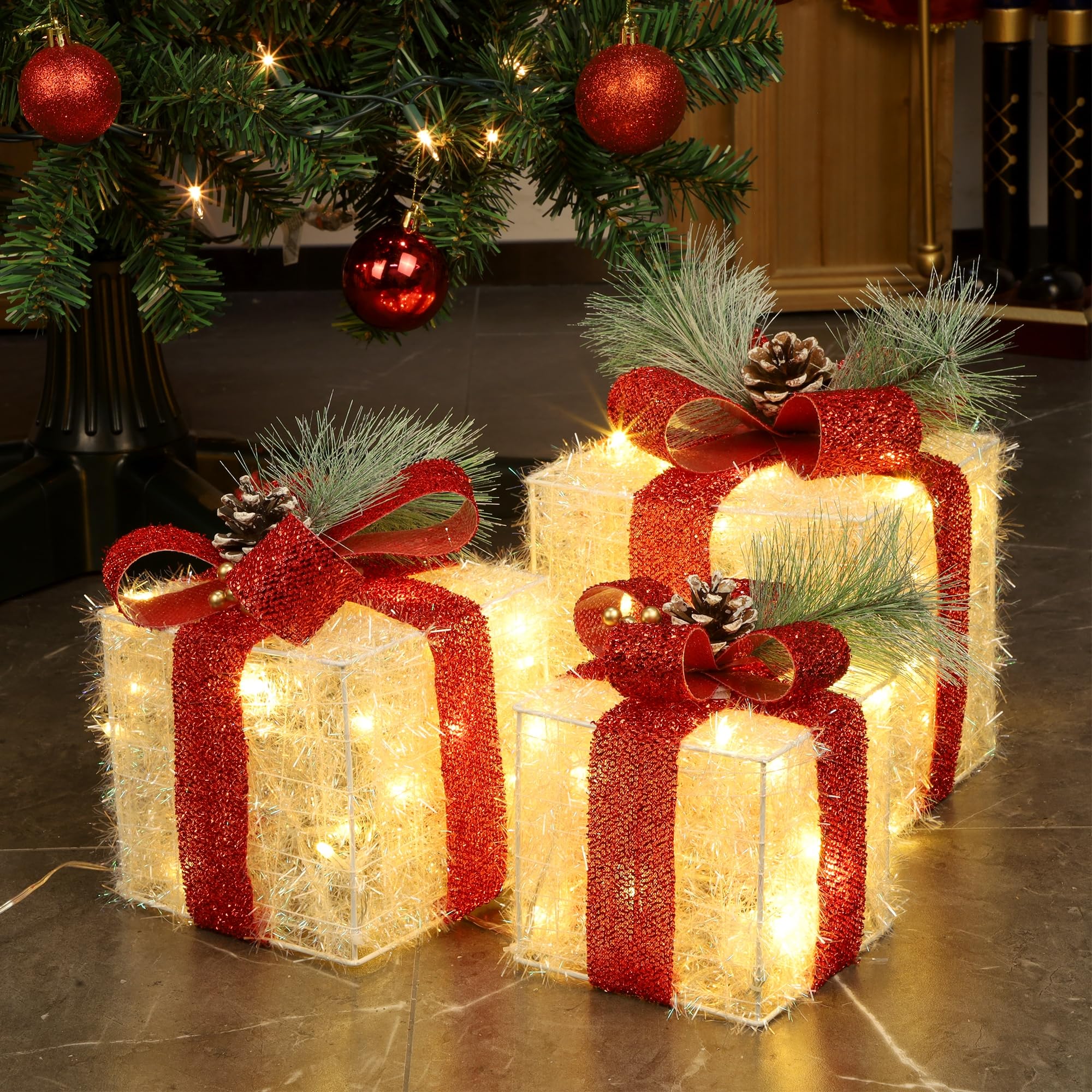 Boîtes cadeaux lumineuses de Noël GUOOU pour illuminer le pied de votre sapin festif