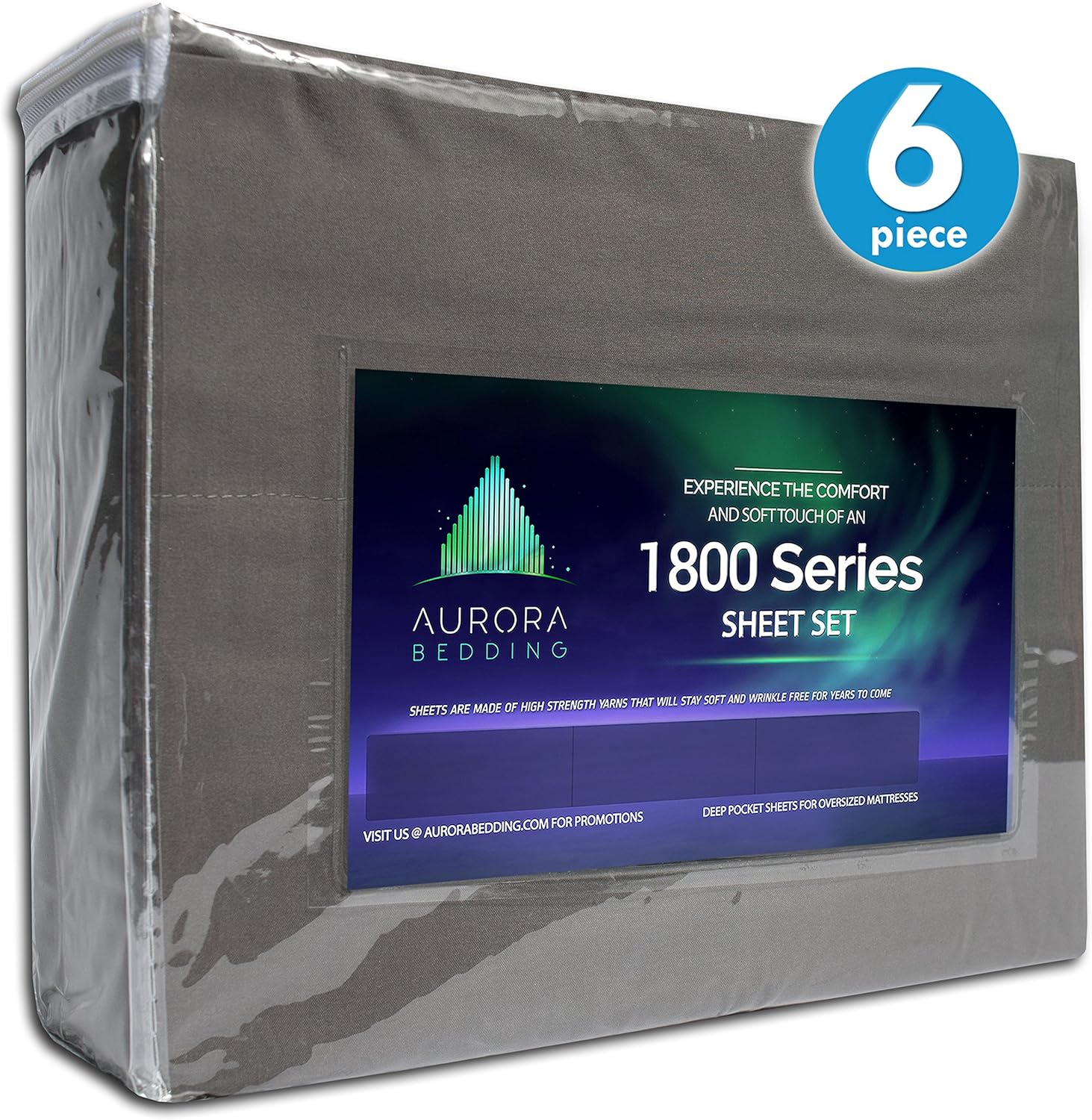 # 1 1800 Series 6 Piece Bed Sheet Set with Deep Pocket-Luxury, Soft, Comfort, Hypoallergenic-Same Price with 2 Extra Pillowcases-Queen, Gray