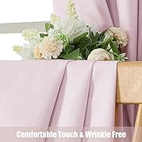 Vista 6 de OVZME Rhea Cortinas 100% opacas de 84 pulgadas de largo, 2 paneles burgo para sala de estar, cortinas opacas rosas con aislamiento térmico, cortinas