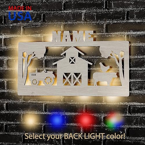 Miniatura 2 de NEID Letrero LED personalizado de granjero – Letreros LED personalizados para pared – Letreros LED de madera personalizados – Regalos personalizados