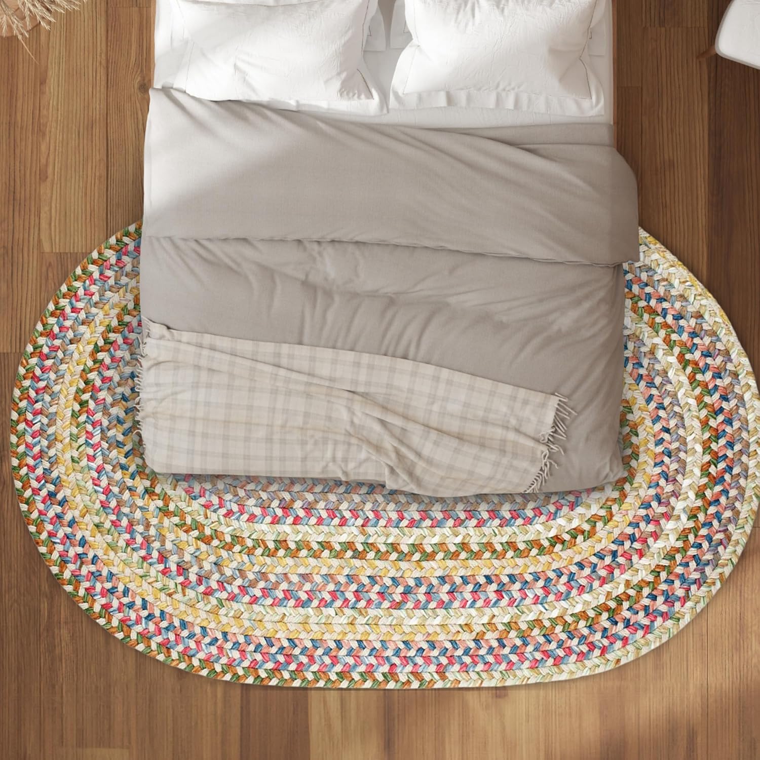 Rhody Rug Country Jewel CJ55 Champagne 5' x 8' Oval - Braided Area Rug, Home Decor, Floor Mat or Bedroom Rug - Easy Care, Ideal for High Traffic Areas in Hallway and Living Room - Made in USA