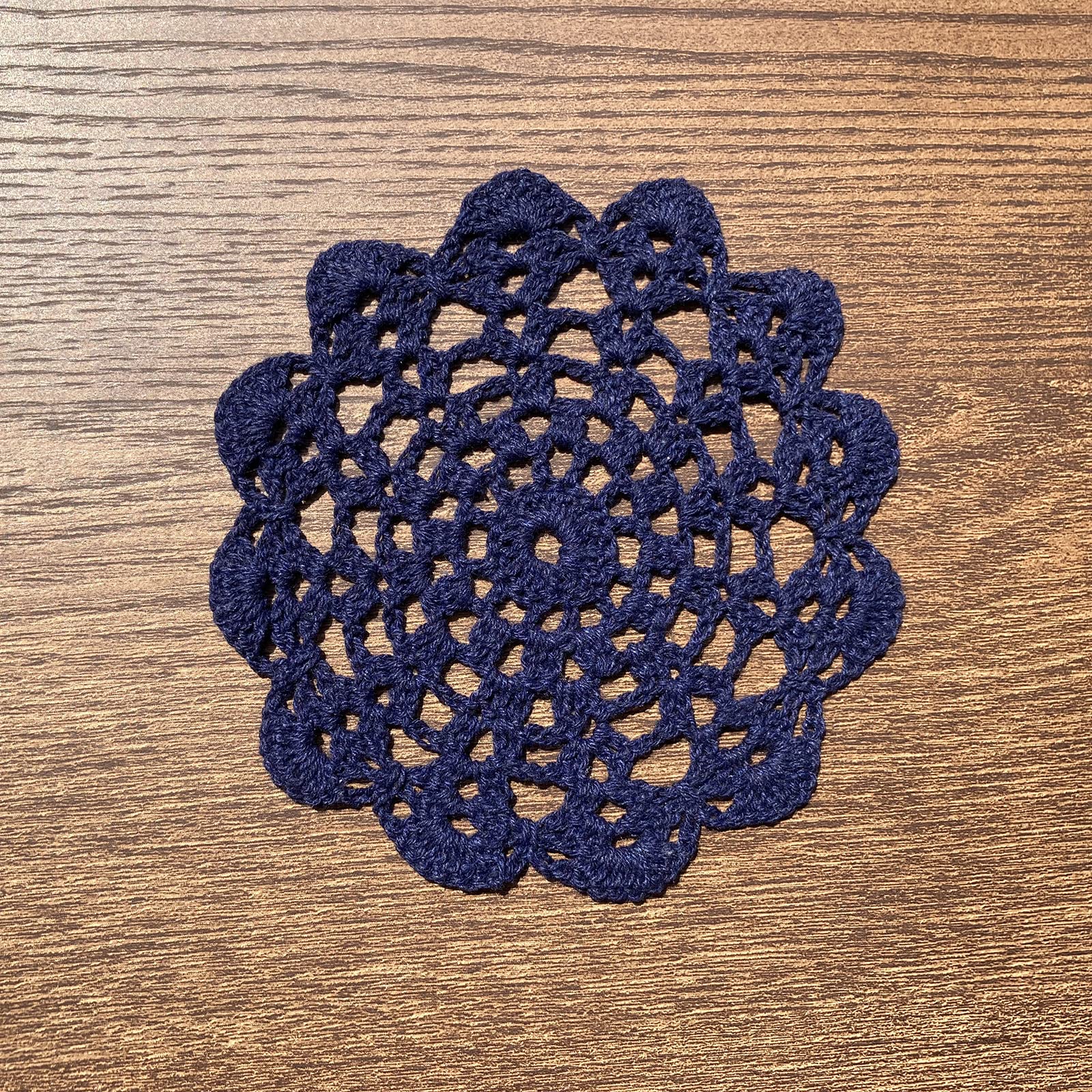 Hsvanyr 5" Crochet Doilies Table Placemats Round Lace Small Centerpiece Drinks Coasters for Parties Set of 10 Dark Blue Color