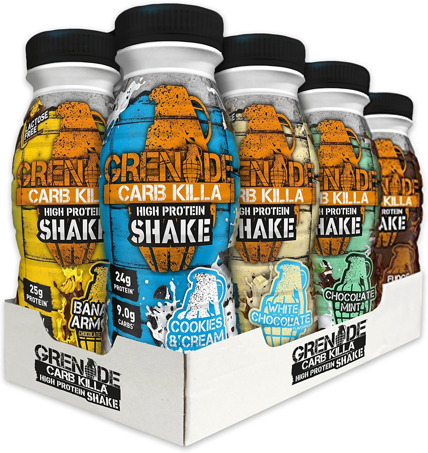 Grenade Carb Killa High Protein Shake Bottles, Mixed Flavours, 10 X 330 ml