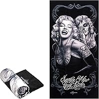 Vista 1 de Toalla de playa Black Chicano Marilyn Monroe Smile Now Cry Later