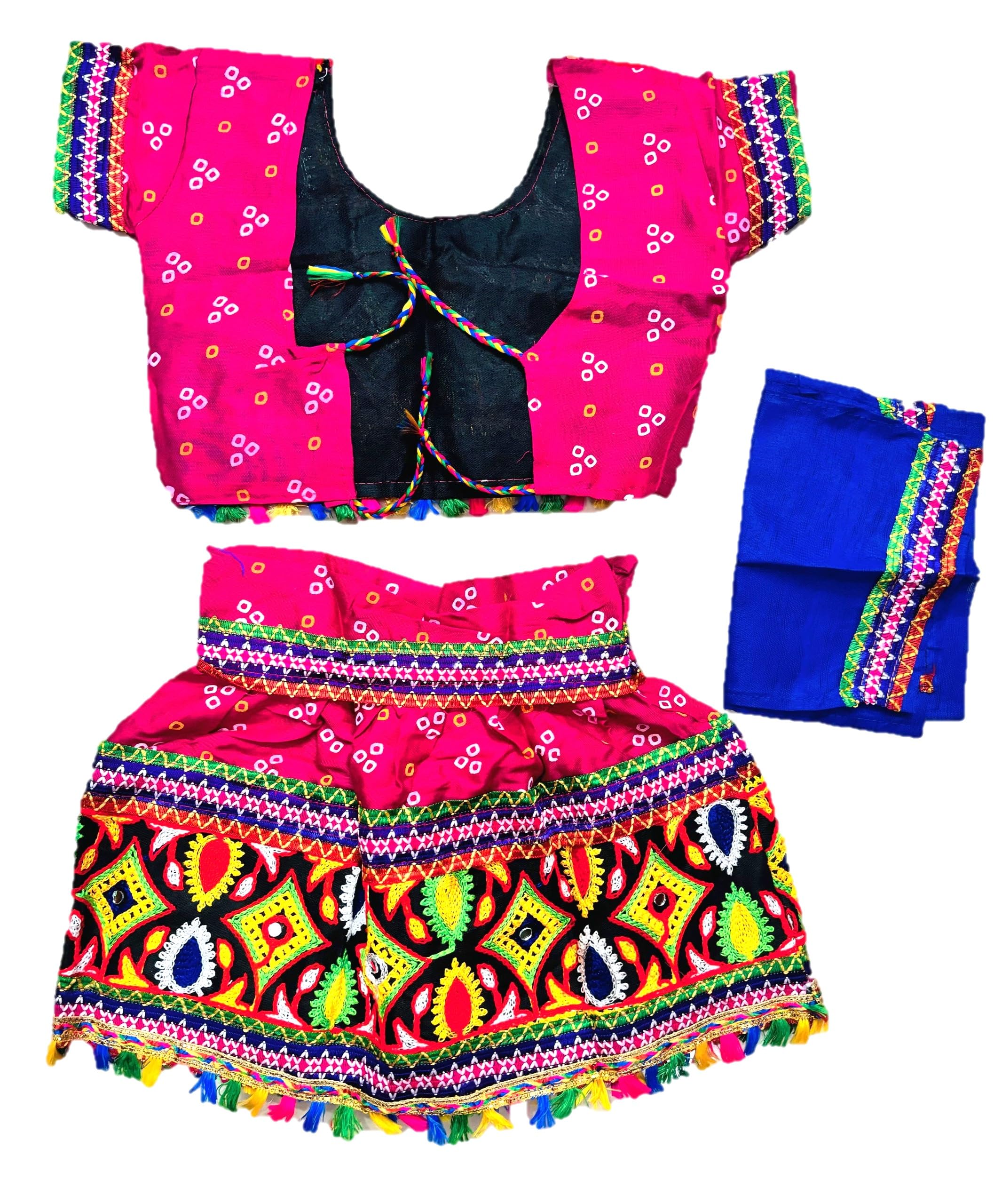 PK HUB Baby Girls Embroidered Lehenga Choli Set with Dupatta | Traditional Ethnic Wear Dress for Kids | Navratri, Garba, Wedding & Festive Costume for Girls (Pink, 24-30 month) 1