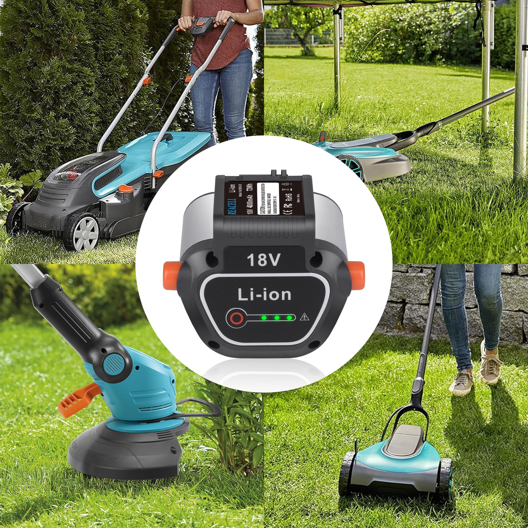 18V 4000mAh 9839-20 Akku Kompatibel für Gardena Akku 18V BLi-18 9840-20 9839-20 Kompatibel mit Gardena Li-ion System Li-18 Werkzeugen 5023-20 5039-20 9837-20