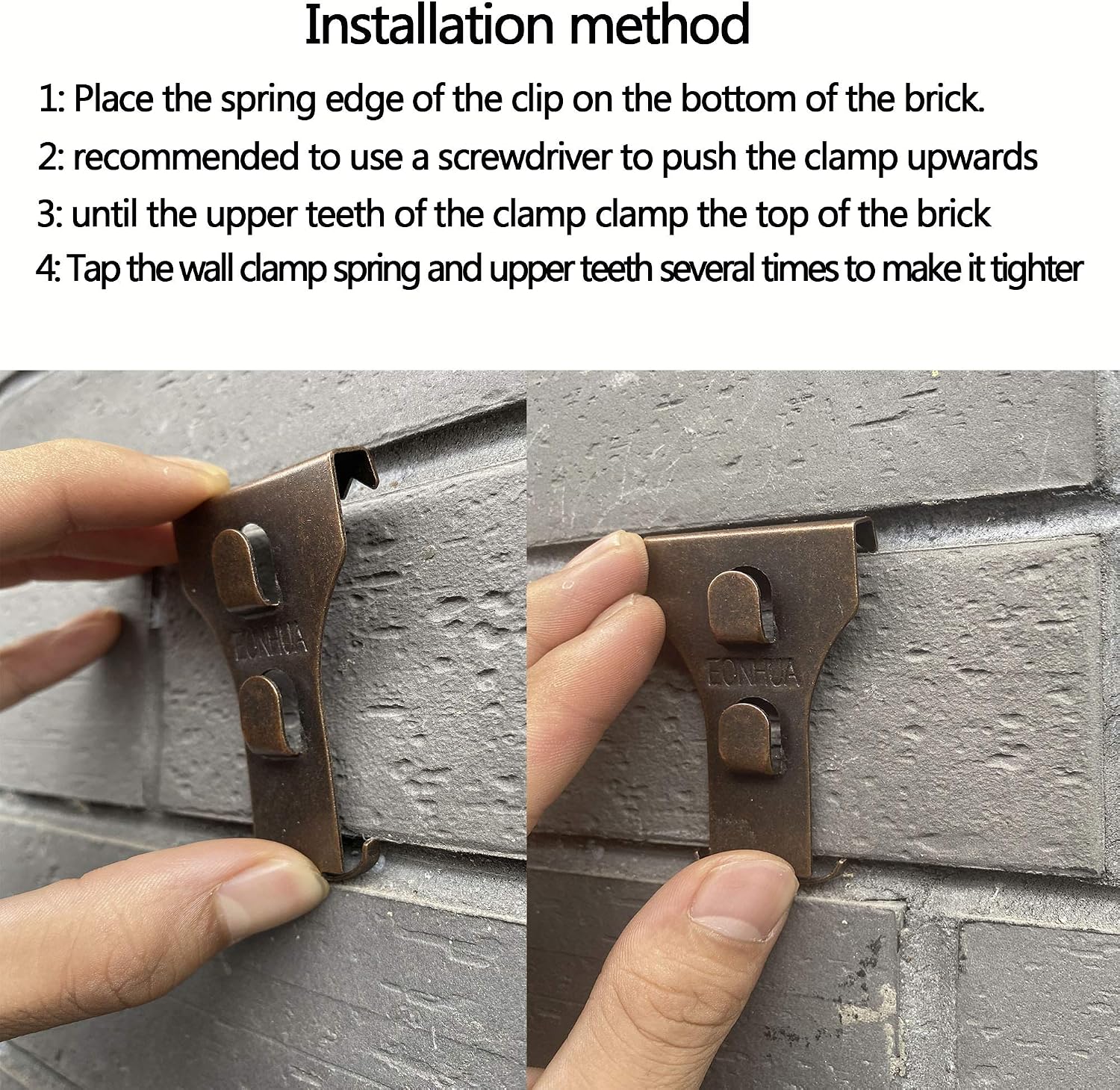 EONHUA Brick Hook Clips for Hanging,Metal Fastener Hooks Height Mural Wreath Lights Holiday Decorations Fits Brick 2-1/4 inch to 2-3/8 inch
