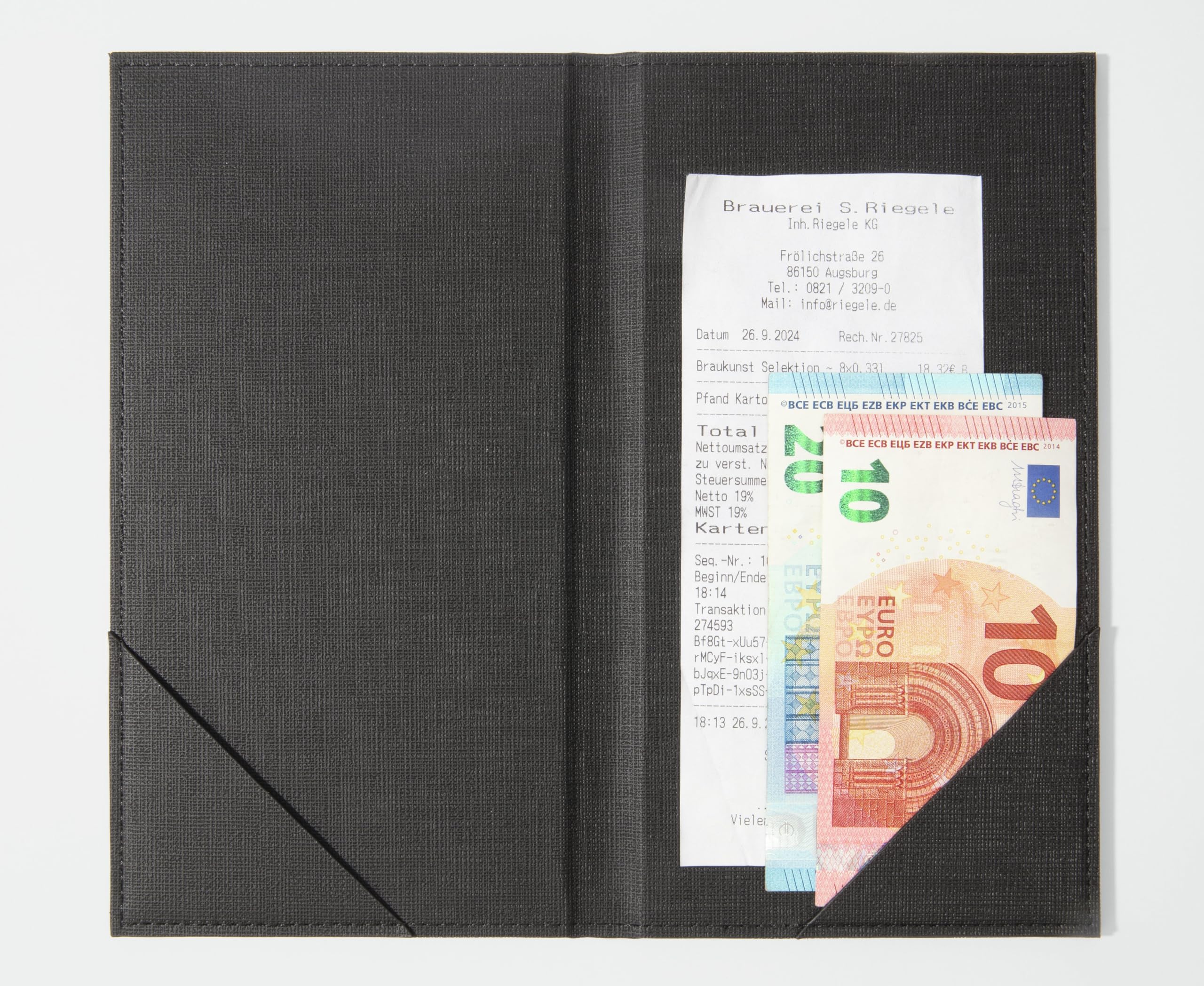 SIGEL RM101/5 Rechnungsmappe, anthrazit mit edler Leinenstruktur, 5er Pack, strapazierfähig und leicht abwischbar, 23 x 13 cm