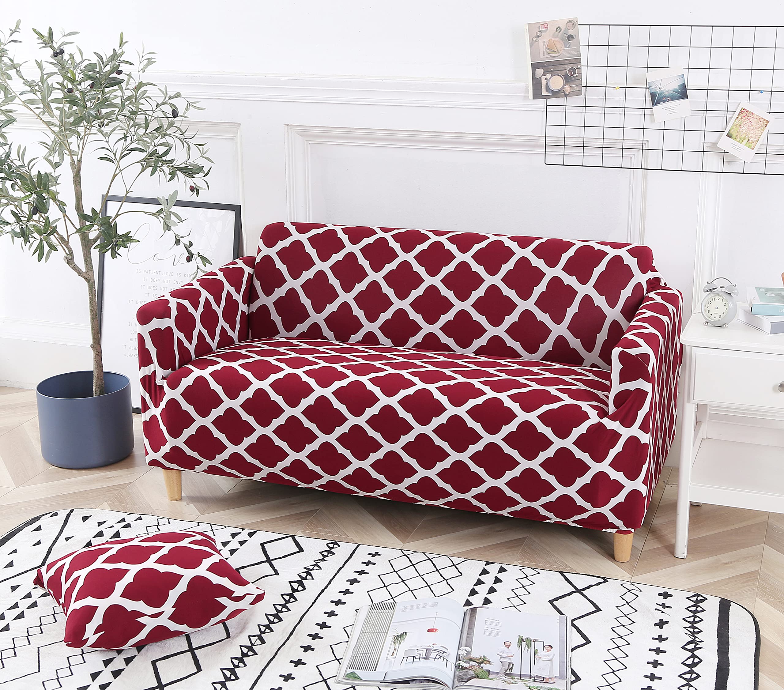 Photo 1 of HOOBUY Printed Sofa Cover Stretch Couch Covers Patterned Sofas Seater Slipcovers for 4 Cushion Couch Set (GDH, 4 Seater/Large 3 Seater)