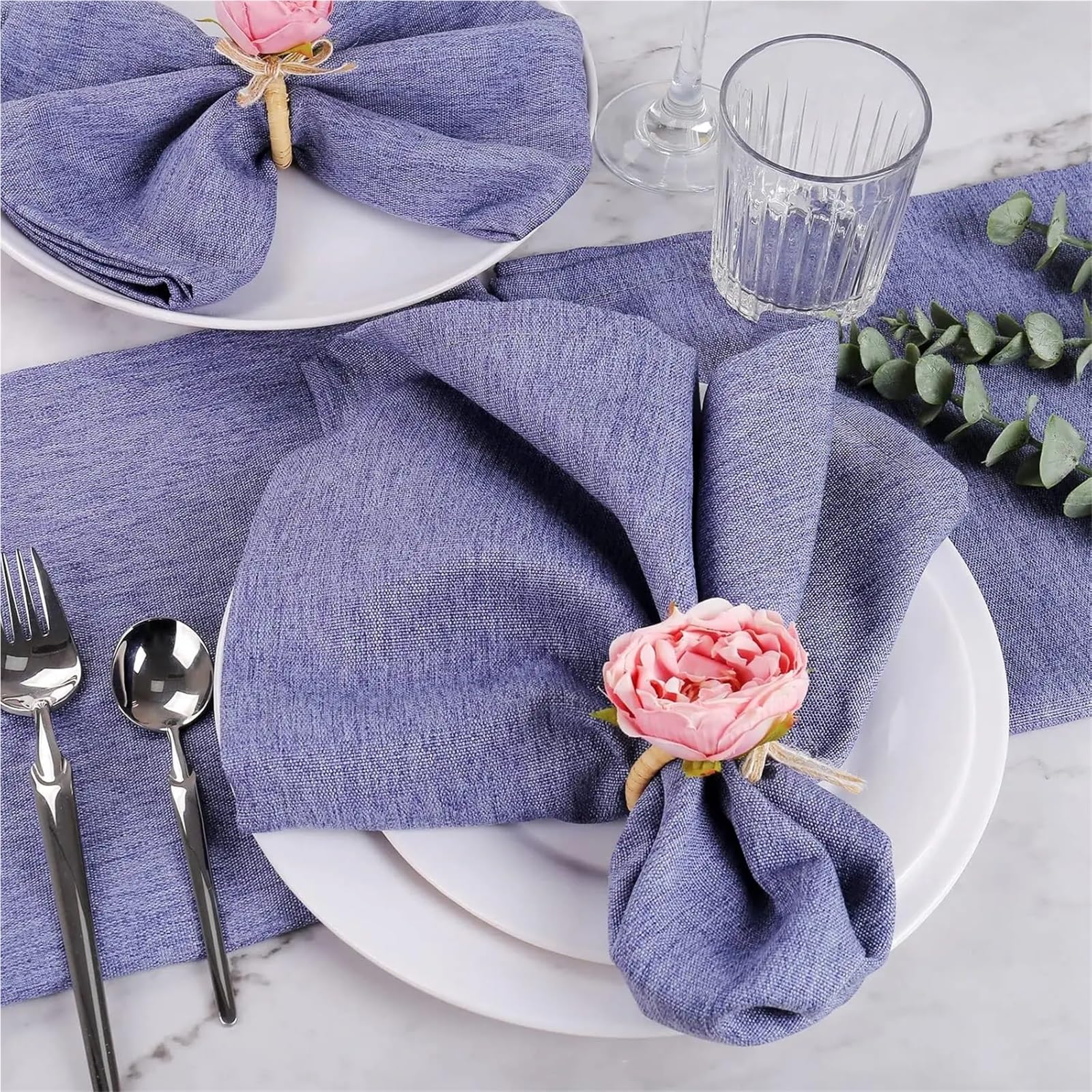 Lot de 18 ronds de serviette uniques en forme de rose - Décoration romantique délicate
