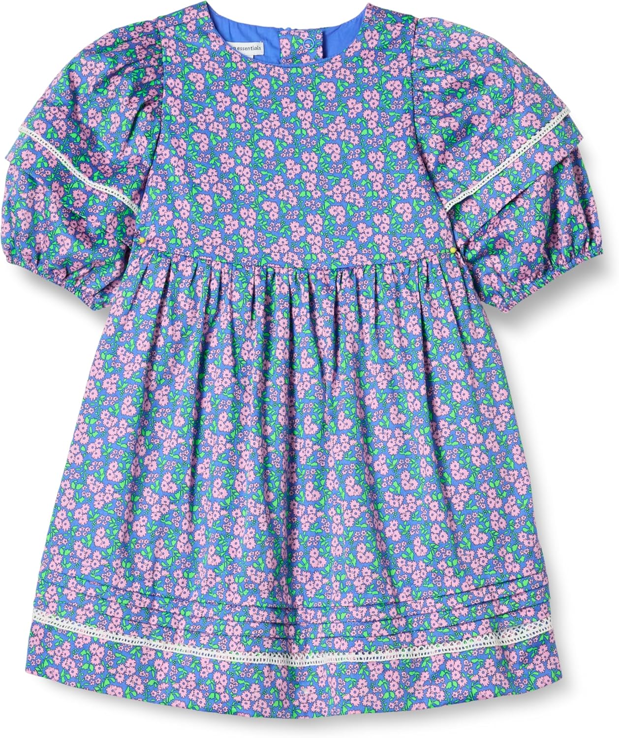 Amazon Essentials Girls and Toddlers' 100% Cotton Puff-Sleeve Fit & Flare Dress