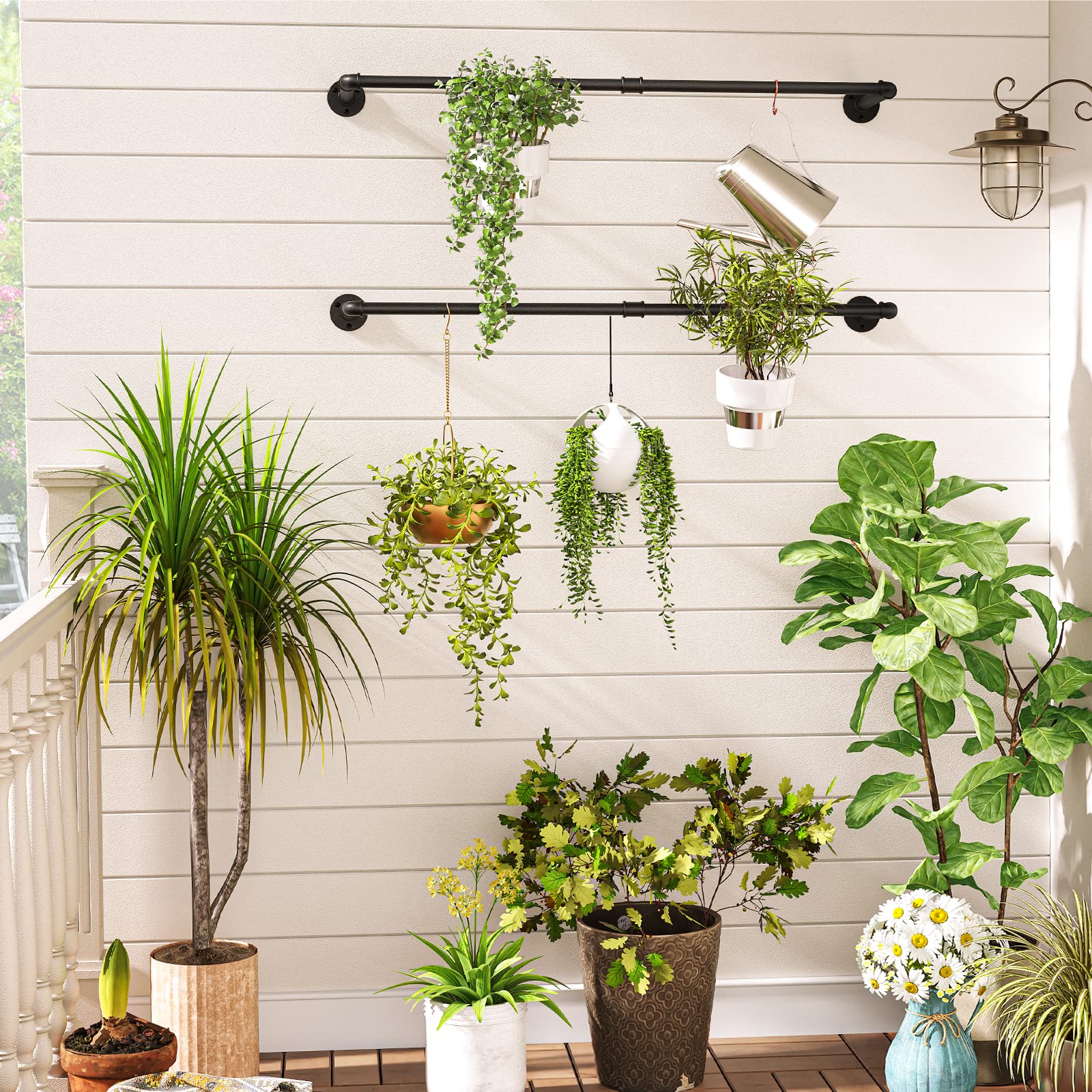 Kledingrek Industriële Kledingstang Wandmontage Set van 2 - 50 cm Zwart