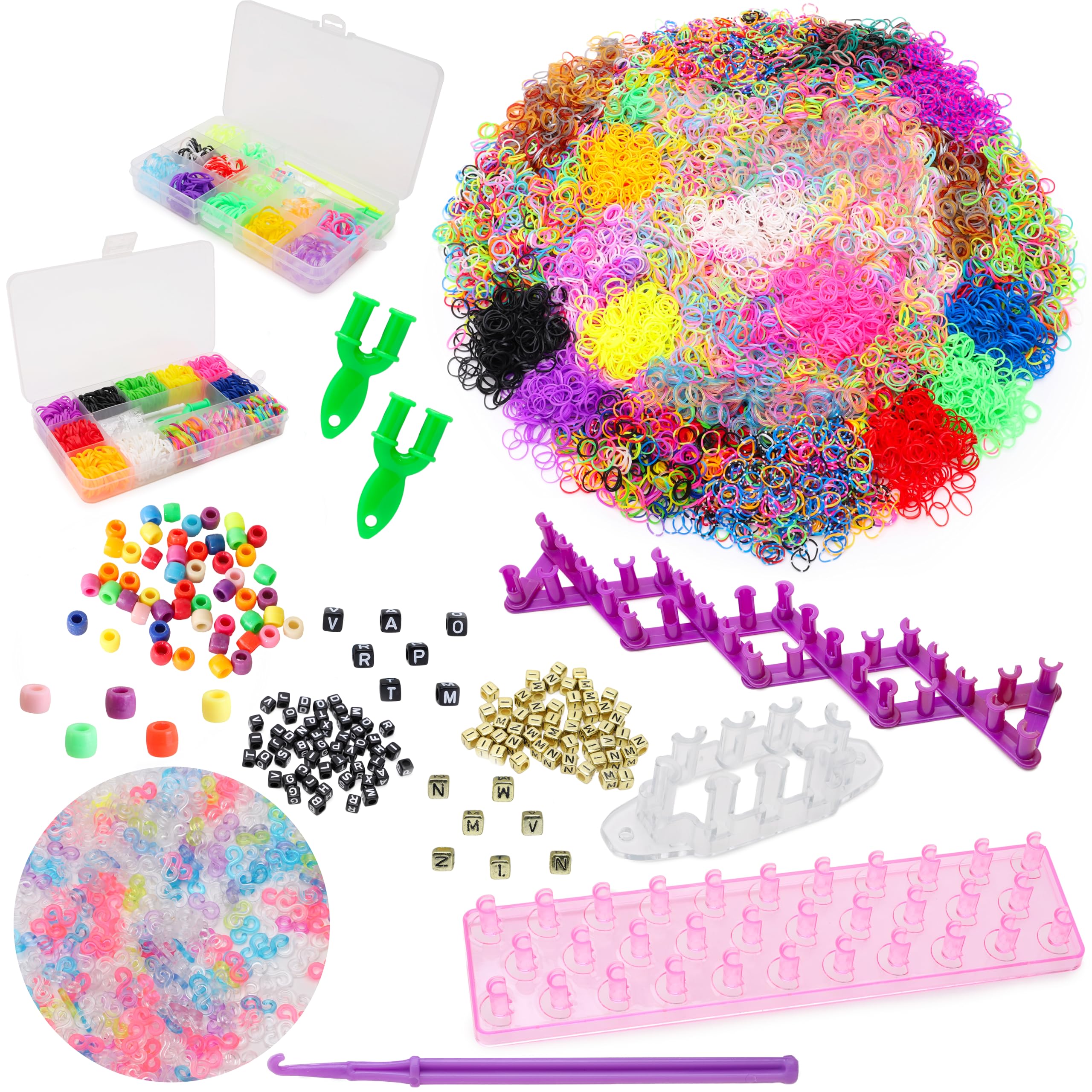 ToylandLoom Band Mega Bundle - 14,000 Bands, Tools, Clips & Storage Boxes Included - Arts & Craft Kits - Creative Toys