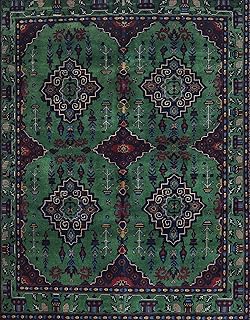 Home Decor/Office Decor/Area Rug/Luxury Handmade Wool Rug/Bedroom Rug/Living Room/35 Squre ft/ (Dark Green)