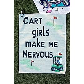 SHANKITGOLF Golf Towel Microfiber Funny Gift for Men, Premium \'Cart Girls Make Me Nervous\' Humor Towel with Carabiner Clip, Golfing Accessories for Dad, Husband, Golfers