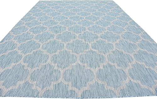 Miniatura 6 de Unique Loom Trellis Collection - Alfombra de uso exterior con diseño marroquí, de transición, para interiores y exteriores, colo aguamarina