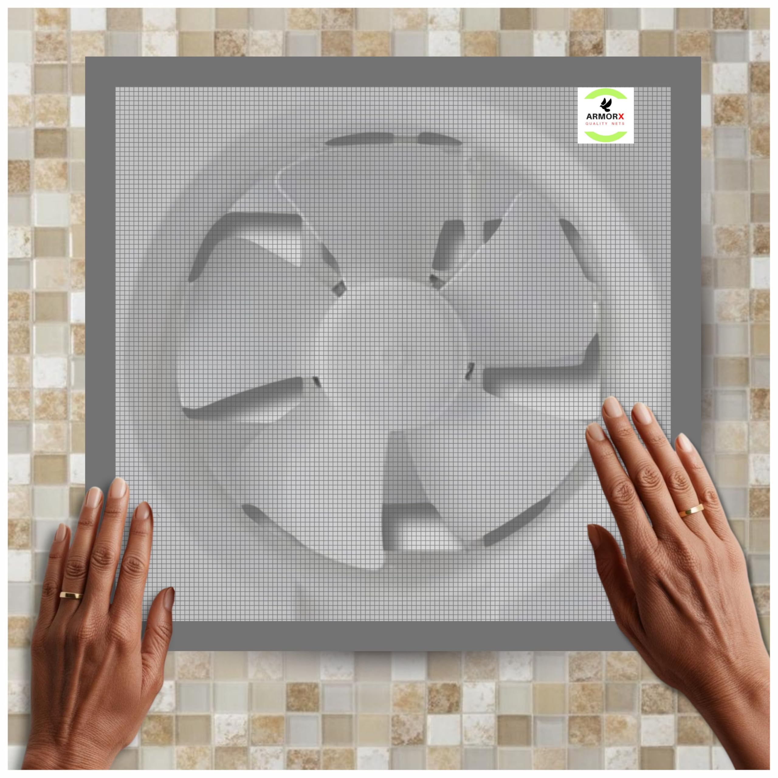 ARMORX Mosquito Net for Exhaust Fan, Bathroom, Kitchen & Ventilation Window | Pre Stitched Ready-to-Use | Blocks Mosquitoes Insects Lizards | Grey - 20x20 cm / 8x8 inch-image-9