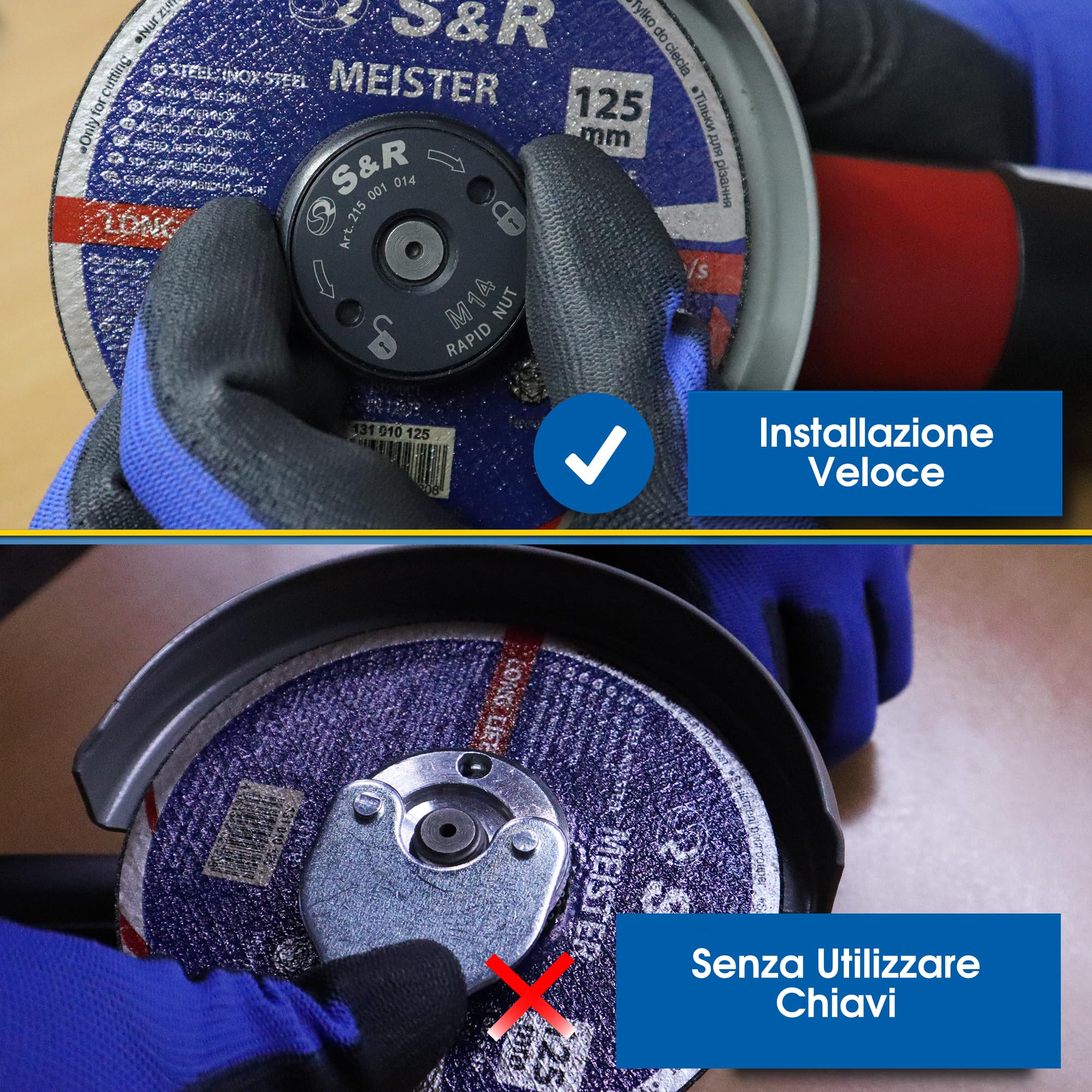 S&R Dado Flangia Smerigliatrice Serraggio Rapido M14 - Accessori per Smerigliatrici di tutte la marche