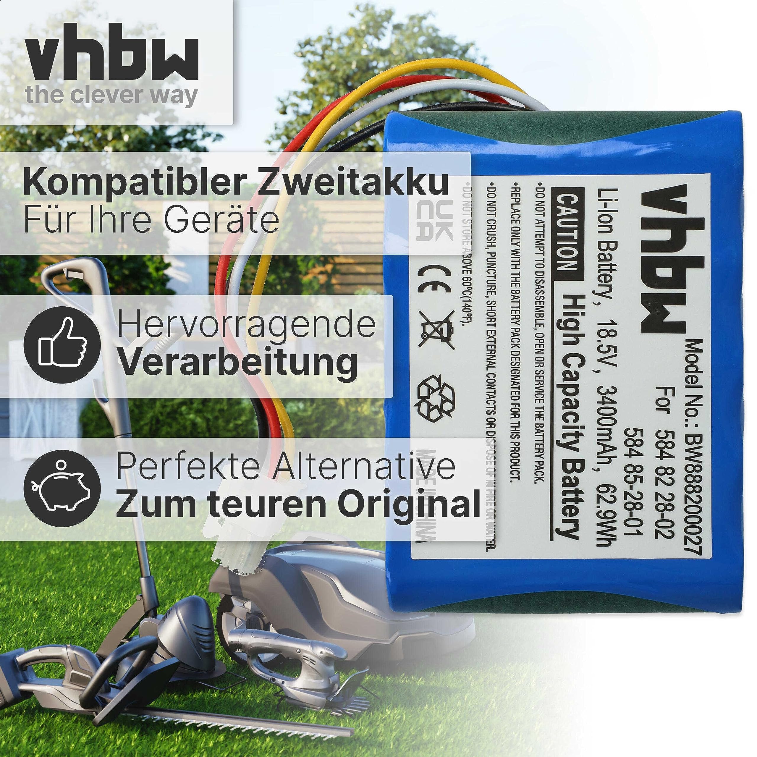 vhbw batteria compatibile con Husqvarna Automower 310 (2015-2018) rasaerba 3400mAh 18,5V Li-Ion