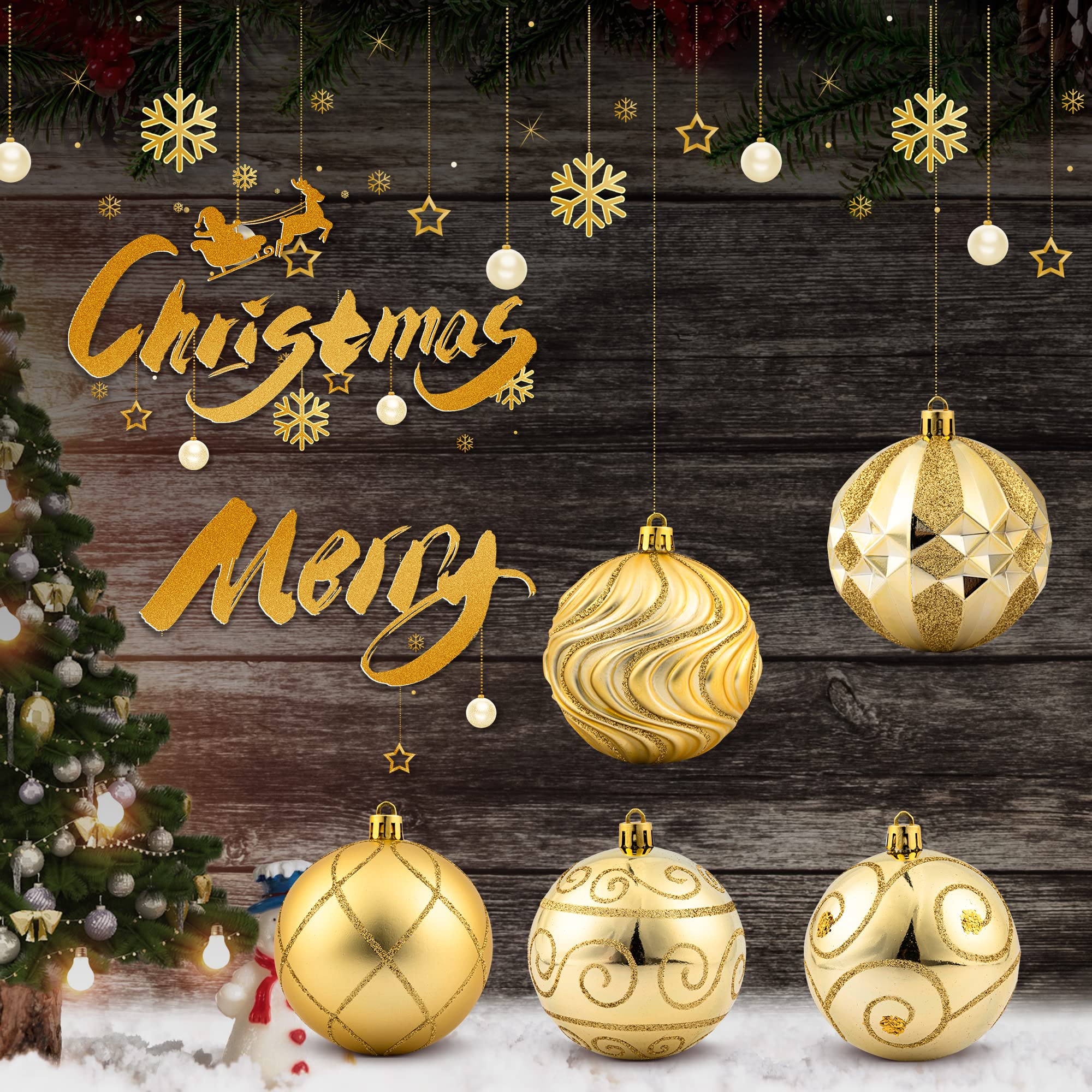 Adornos de Navidad – Juego de 16 adornos de bolas de Navidad, varios adornos de Navidad inastillables brillantes para árbol de Navidad, decoración de árbol de Navidad para vacaciones de Navidad