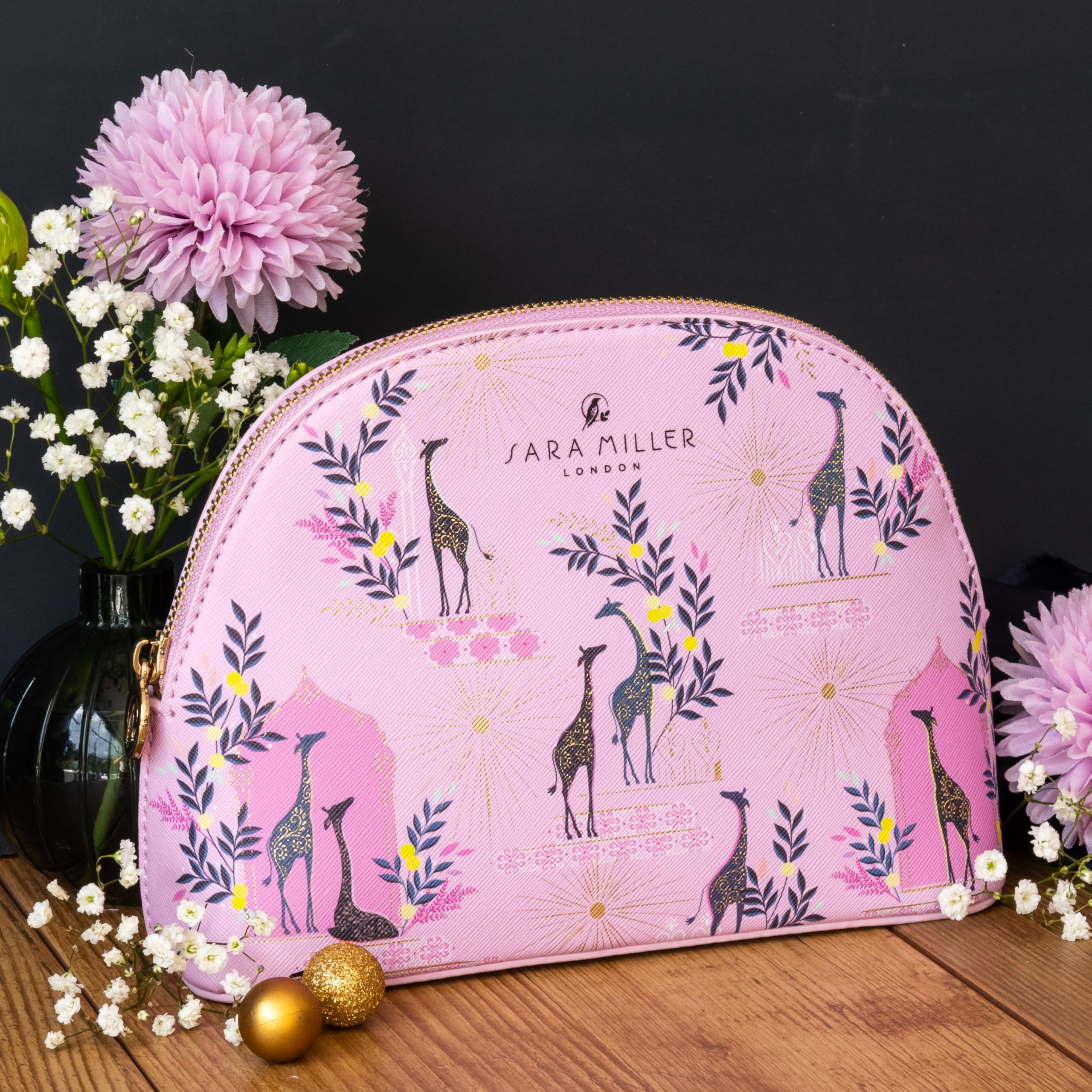 Sara Miller London Cosmetic Bag, Medium Zip Pull Toiletry, Makeup Organiser, Travel Size, Vegan and Cruelty Friendly - Image 2