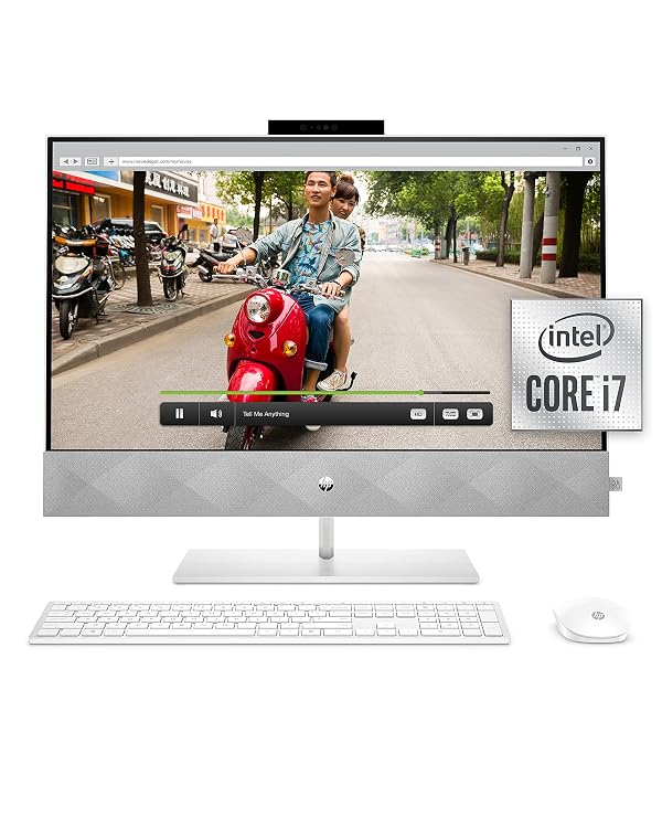 HP 27 Pavilion All-in-One PC, 10th Gen Intel i7-10700T Processor, 16 GB RAM, Dual Storage 512 GB SSD and 1TB HDD, Full HD IPS 27 inch Touchscreen, Windows 10 Home, Keyboard and Mouse (27-d0072, 2020) by HP - Used condition - US$1189.99