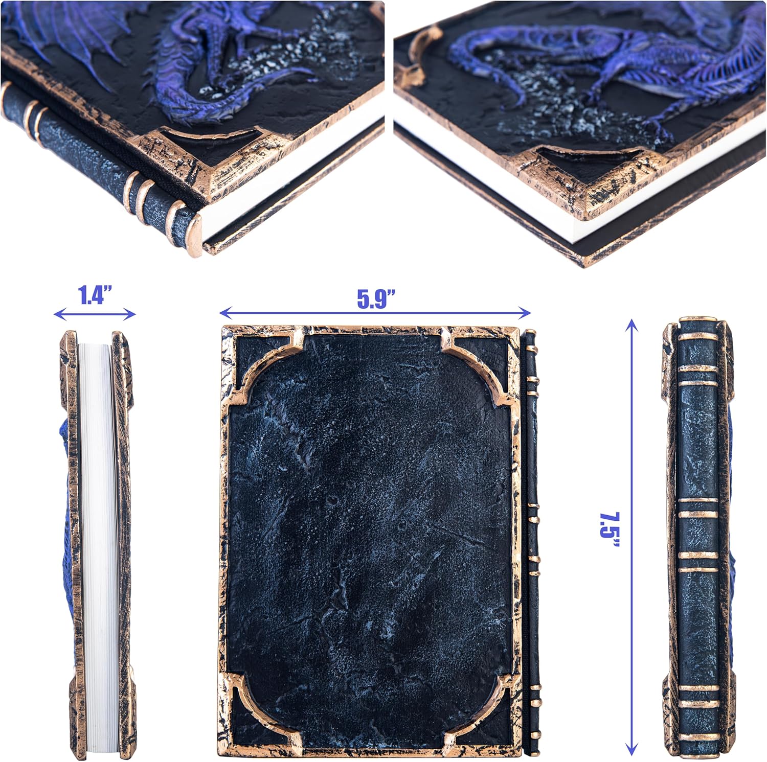 Handmade Flying Dragon Embossed Journal,Resin Engraving Notebook,Lined Paper,Hardcover Travel Notepad for Writing,Sketchbook,Collection,Gift,Decoration Diary for Man Woman A5 Size (New purple flying dragon)