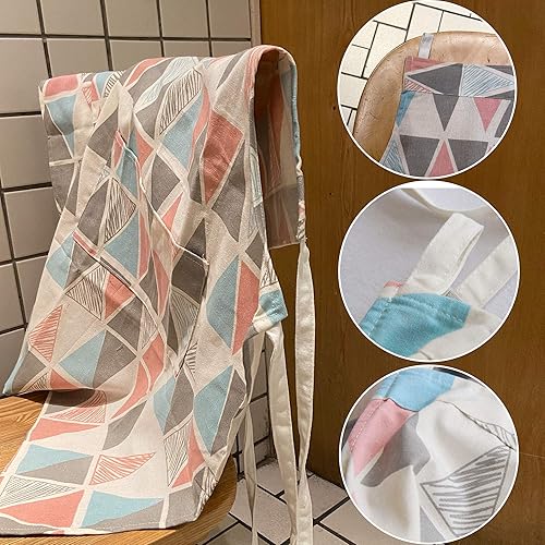 Miniatura 4 de YOLOPARK Delantal simple para padres e hijos, cómodo delantal de algodón con bolsillo para pintar, cocinero, artista, chef, paquete de 2 (rosa)