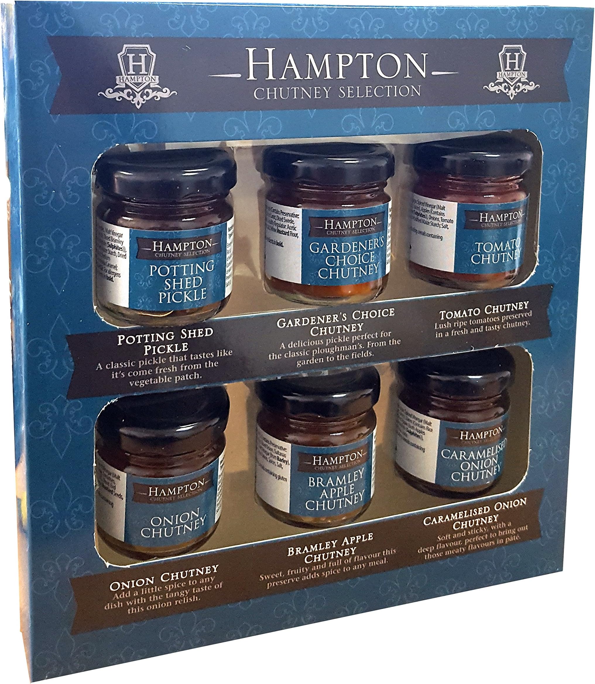 Hampton's Chutney Gift Box Selection Containing 6 x 35g Resealable Assorted Mini Jars