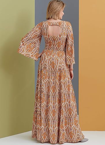 Miniatura 4 de Vogue V9328E5 Easy Women's Flared Sleeve Dress Sewing Patterns, Sizes 14-22, White