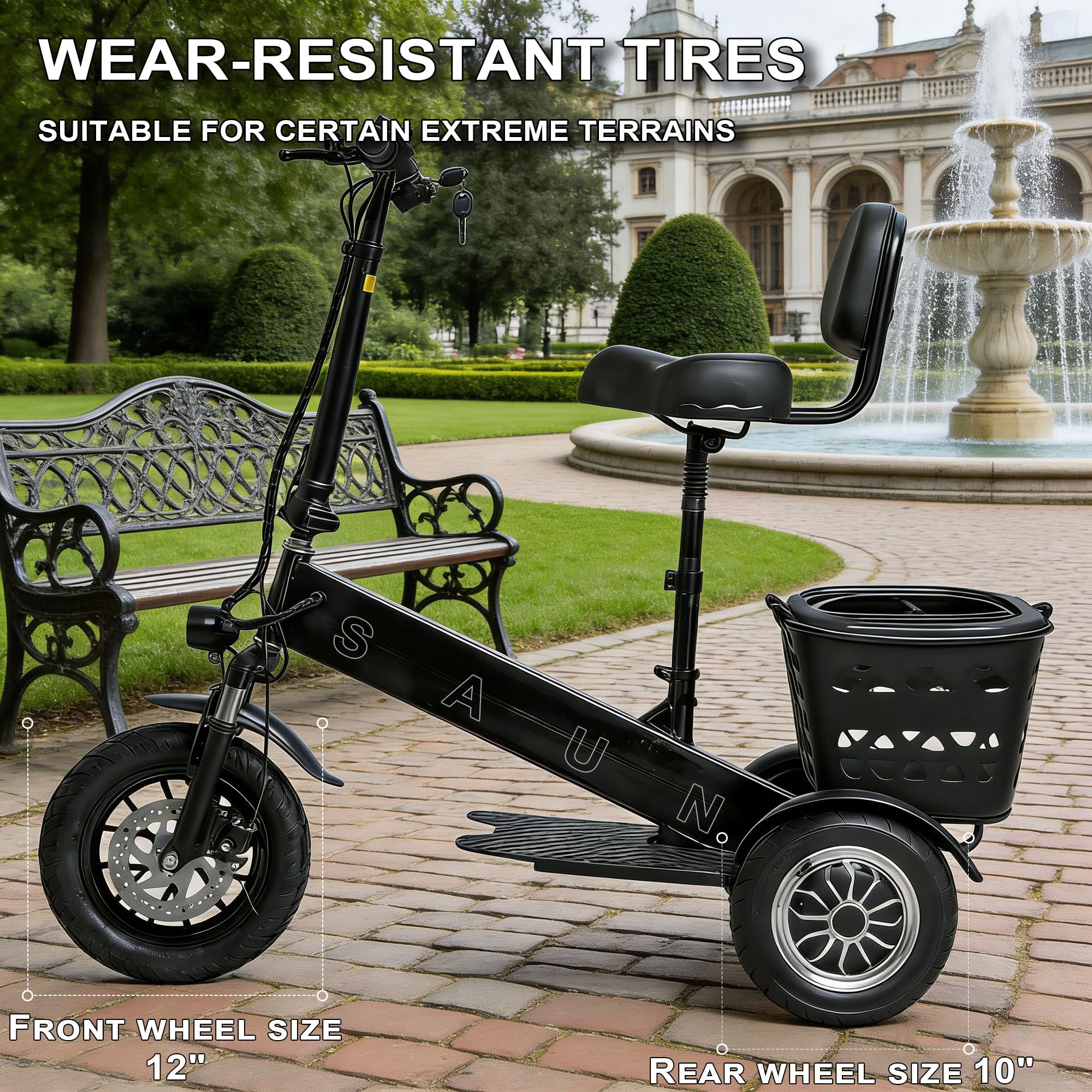 Scooter de movilidad plegable y ligero para adultos y personas mayores, soporta hasta 150 kg (330 lbs).