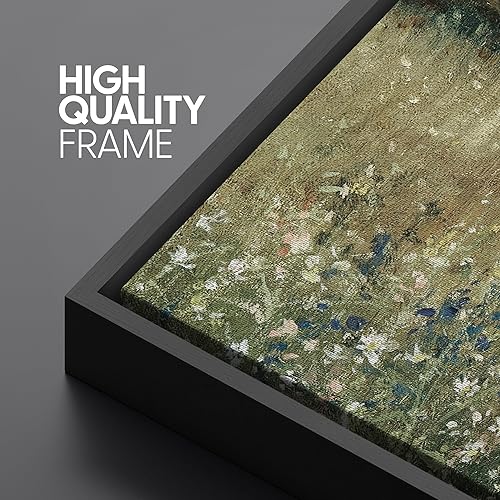 Miniatura 8 de MUDECOR Lienzo enmarcado extra grande para pared, diseño de flores silvestres, prado, campo rústico, paisaje con tonos de tierra, pintura retro