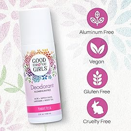 Good For You Girls Aluminum-Free, Natural Deodorant for Kids, Pre teens, Teens, Safe & Effective Odor Control, Clear Roll-On, Natural Fragrance, Vegan, Made in USA | Soft Powder, 3 oz (Pack of 1)