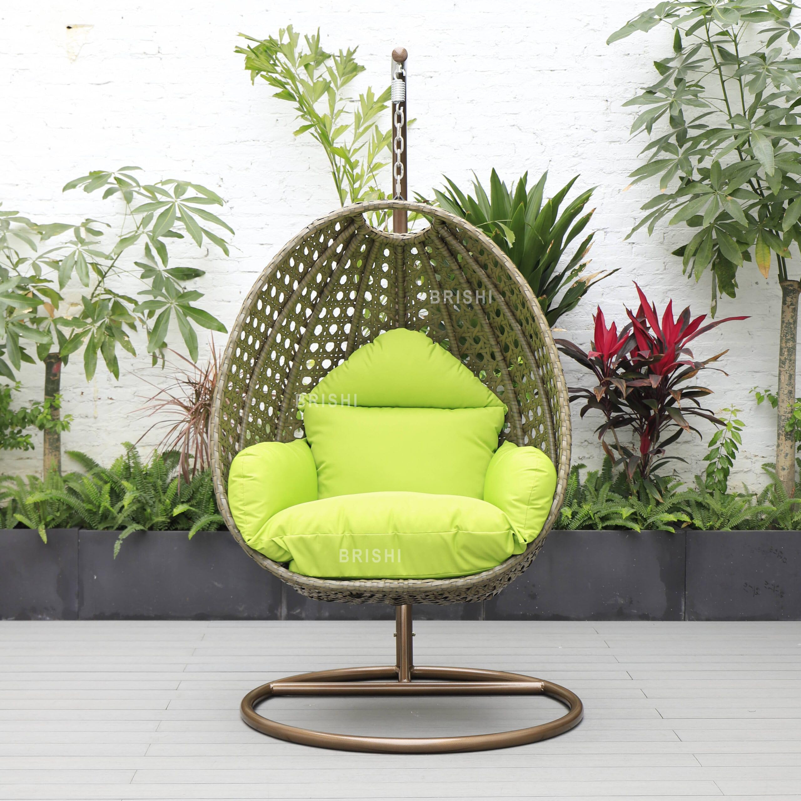 BRISHI Single Seater Swing with Stand for Adult/Outdoor/Indoor/Balcony/Garden/Patio/Hanging Jhula for Home- Brown (Light Green)-image-22