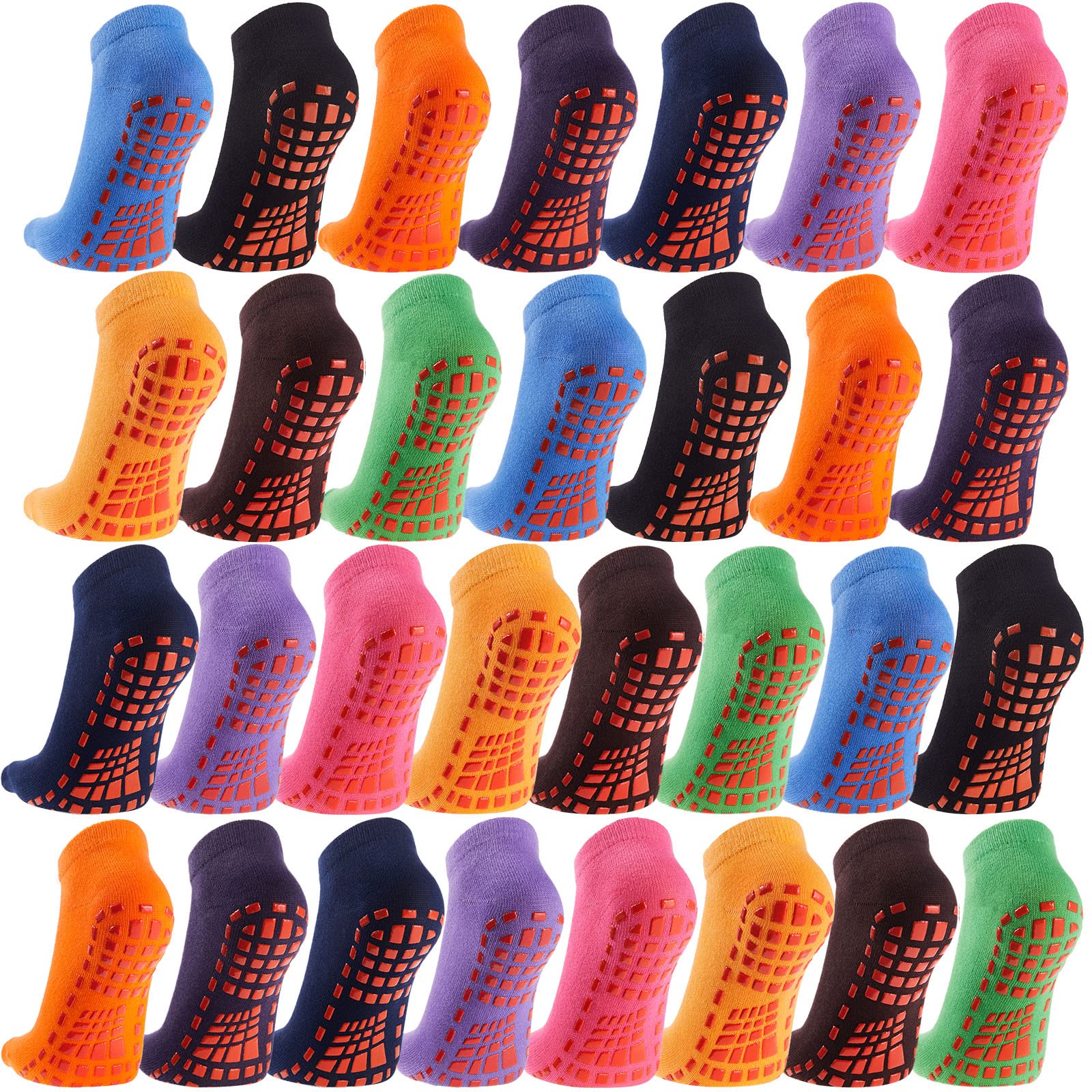 30 Pairs Non-Slip Skid Socks Yoga Socks with Grips Colorful Soft Sport Socks for Women Men Yoga Pilates Barre, 10 Colors