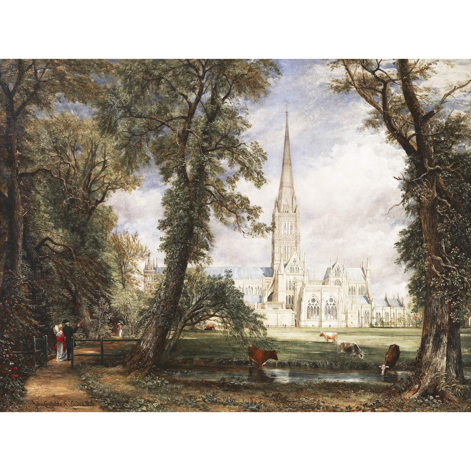 John Constable Salisbury Cathedral From The Bishops Garden Large Art Print Poster Wall Decor Premium Mural