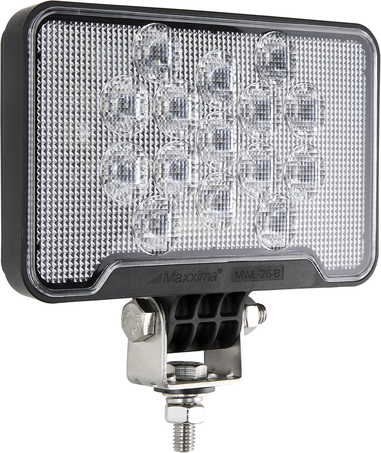 Maxxima Rectangular 15 LED Work Light, 900 Lumens, 12/24VDC Black Work Light for Trucks and Heavy Duty Vehicles, Mounting Hardware included