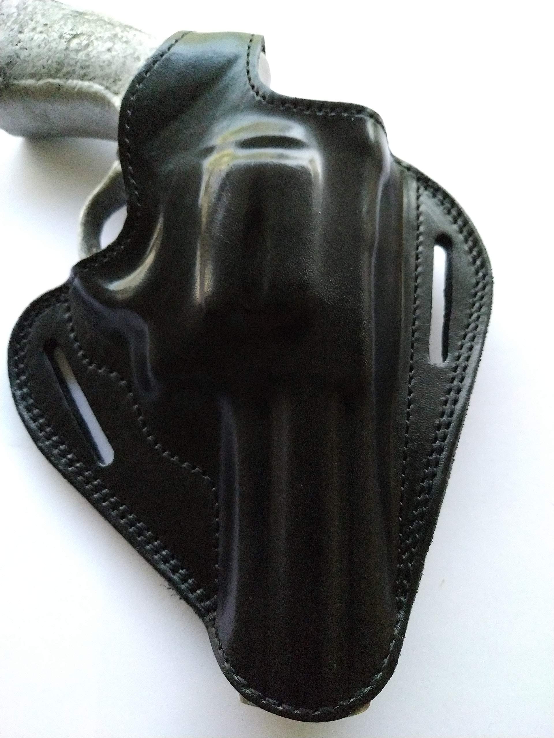 Cal38 Handcrafted Leather Belt Holster Tan Black for Taurus Tracker 357 Magnum 4