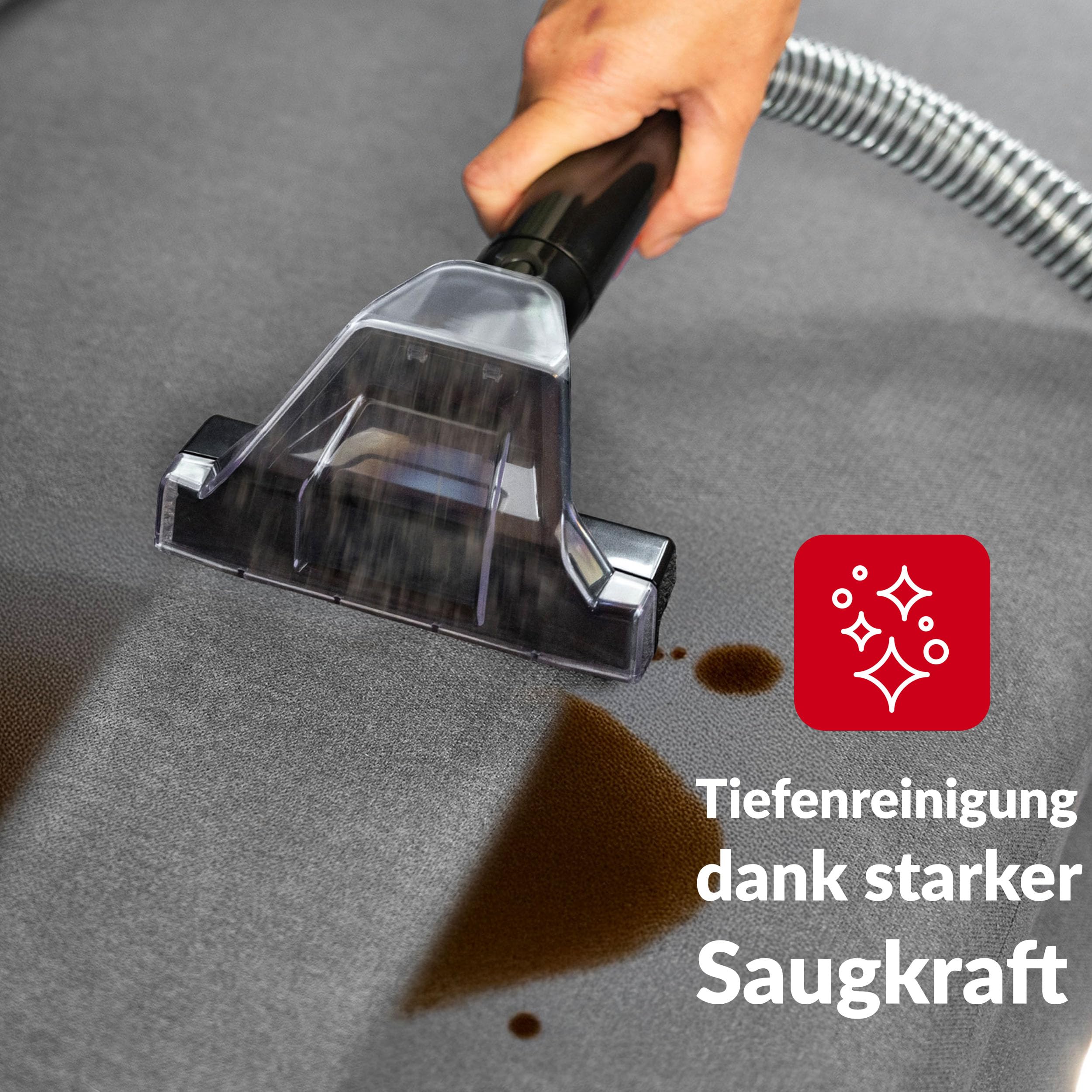 LEHMANN EasyWash Teppichreiniger & Polsterreiniger 2-in-1 Spot Clean Waschsauger, Nass-/Trockensauger 750W, Zwei-Tank-System, Fleckenentferner für Sofa, Teppich & Auto, inkl. Aufsätze