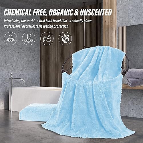 Miniatura 5 de MOONQUEEN Juego de 2 toallas de baño de alta calidad, secado rápido, toallas de microfibra de terciopelo coral altamente absorbentes, uso multiusos