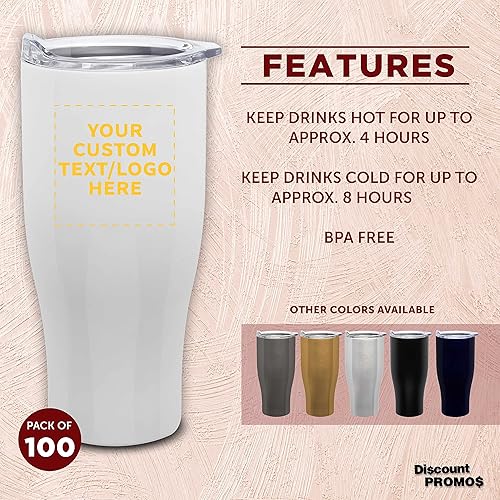 Miniatura 164 de Tazas de viaje personalizadas de acero inoxidable de 27 onzas, juego de 10, paquete personalizado a granel, perfectas para café, refrescos, otras