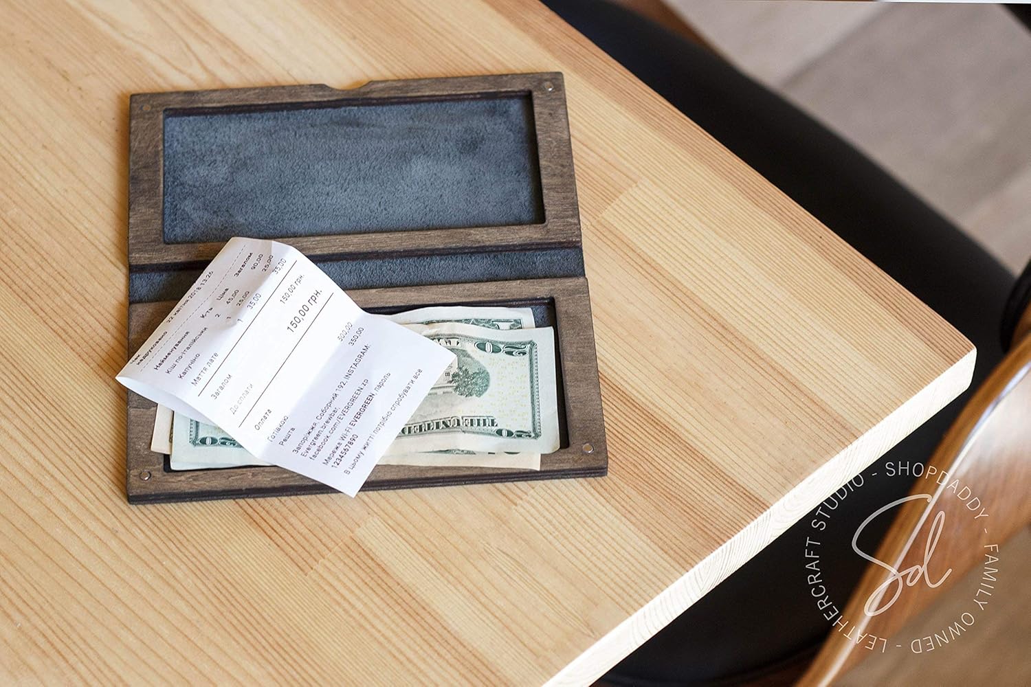 Wooden Leather Server Books for Waitress-Guest Check Book, Waiter Wallet, Serving Books, Server Checkbook, Check Presenters for Restaurants, Check Holder, Leather Checkbook Cover, Bill Holder