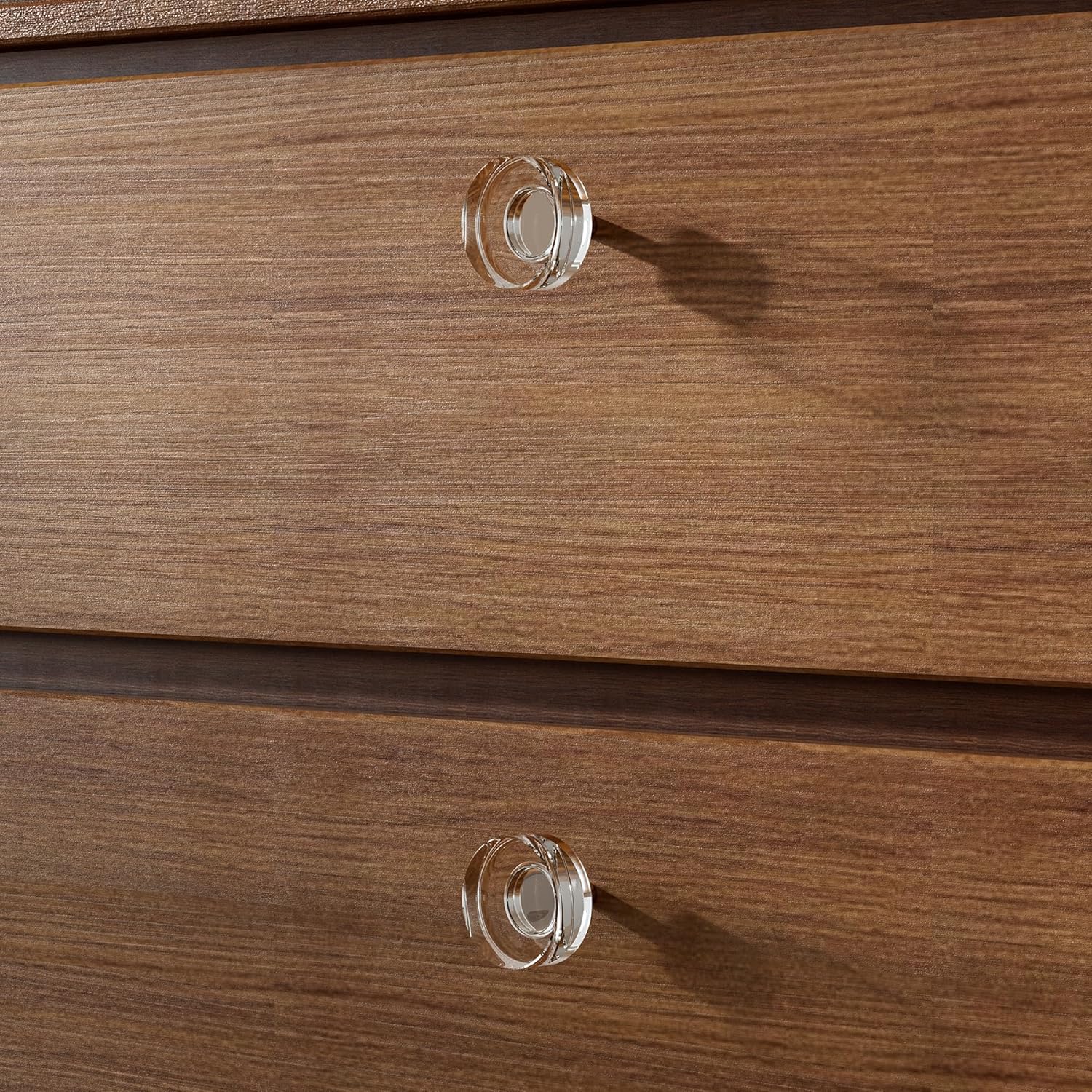 1.38 Inch Polished Chrome Crystal Cabinet Knobs and Pulls, 8 Pack Round Glass Drawer Knobs for Kitchen Cabinets, Bathroom Vanity, Bedroom Dresser, Closet & Furniture Hardware