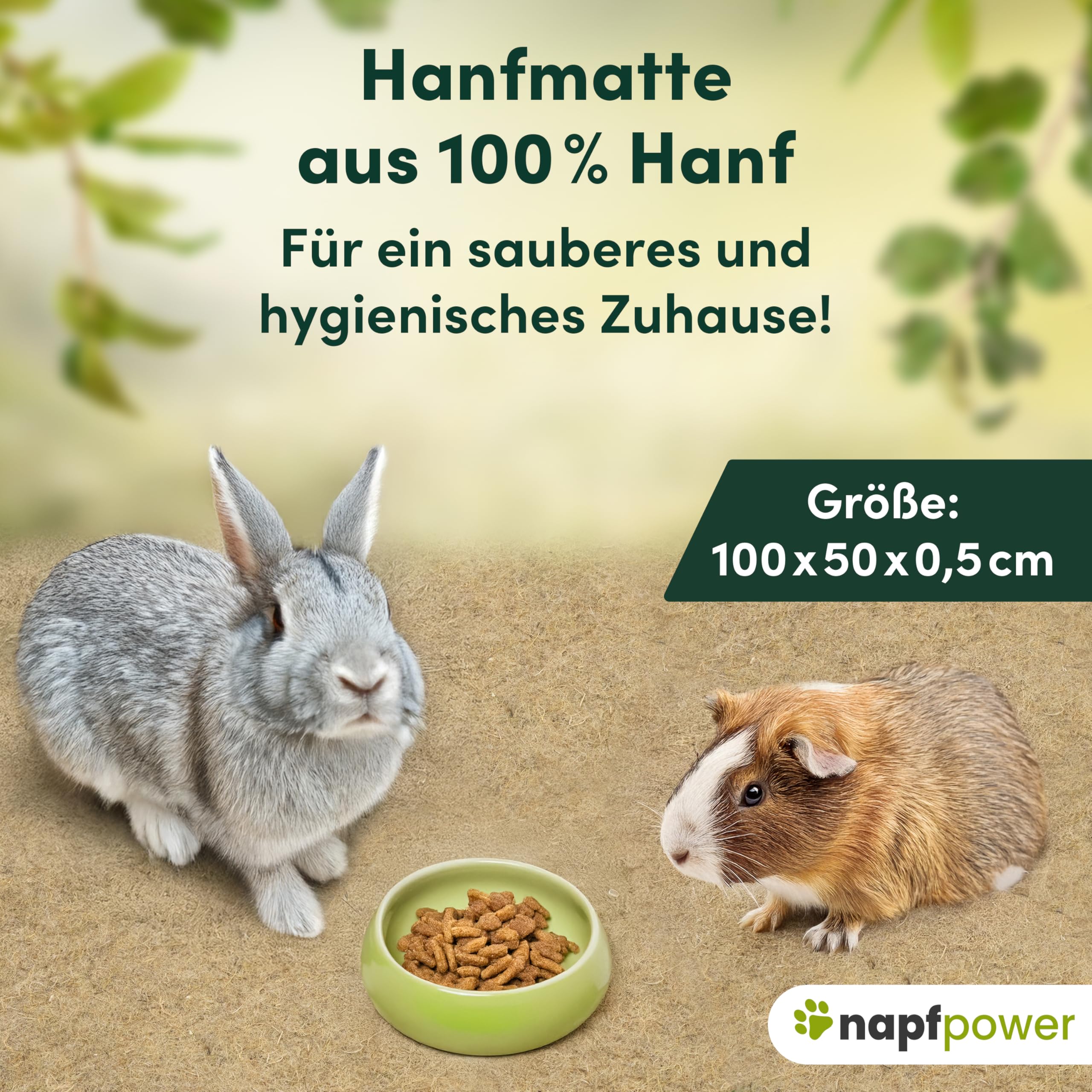 Hanfmatte auf 25 Meter Rolle x 50 cm breite | 5 mm Dicker Nagerteppich aus 100% Hanf | kompostierbare Nagermatte für Kleintiere, Hasen & Meerschweinchen | Natürliche Einstreu & Käfigeinlage